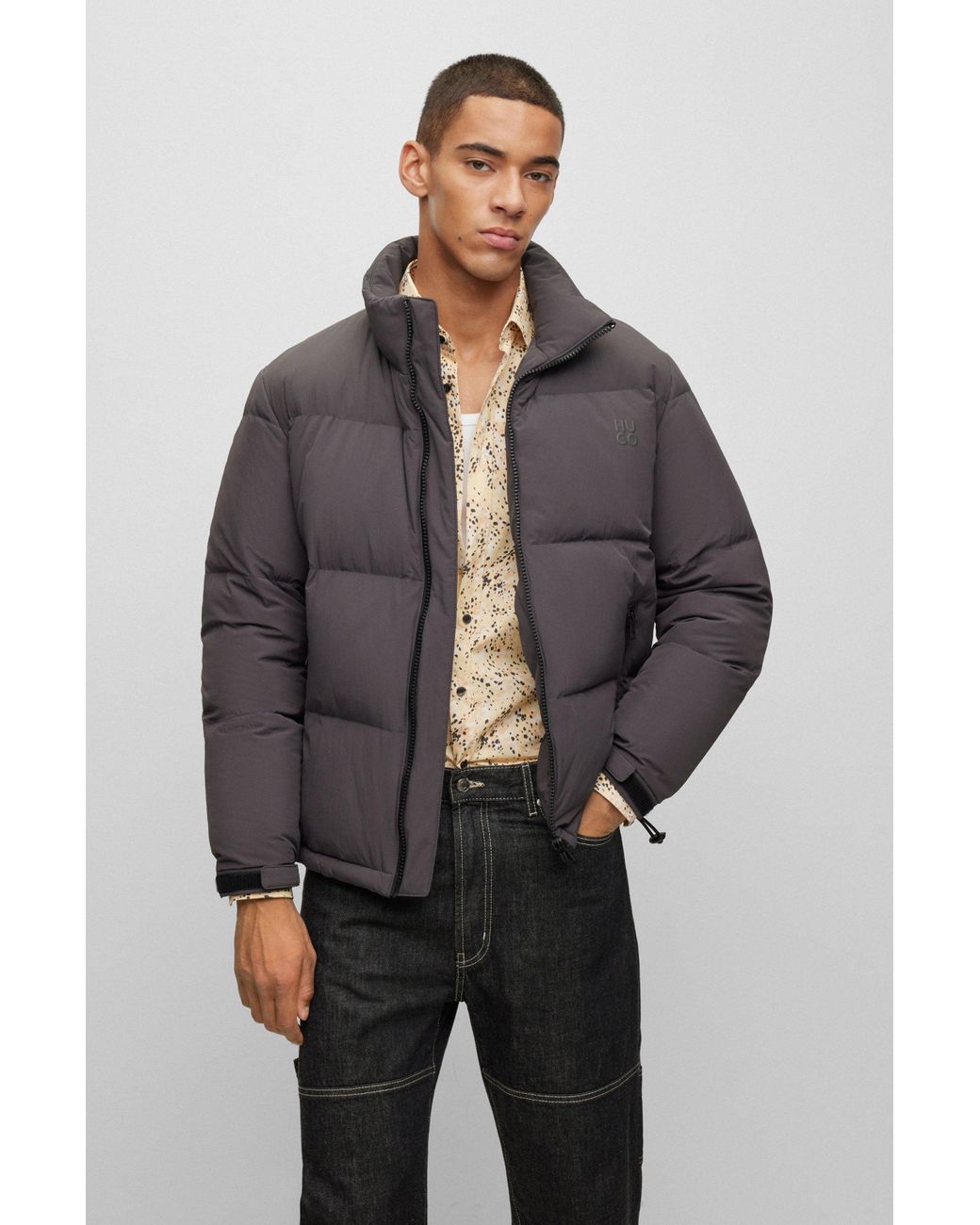 dark grey puffer jacket mens
