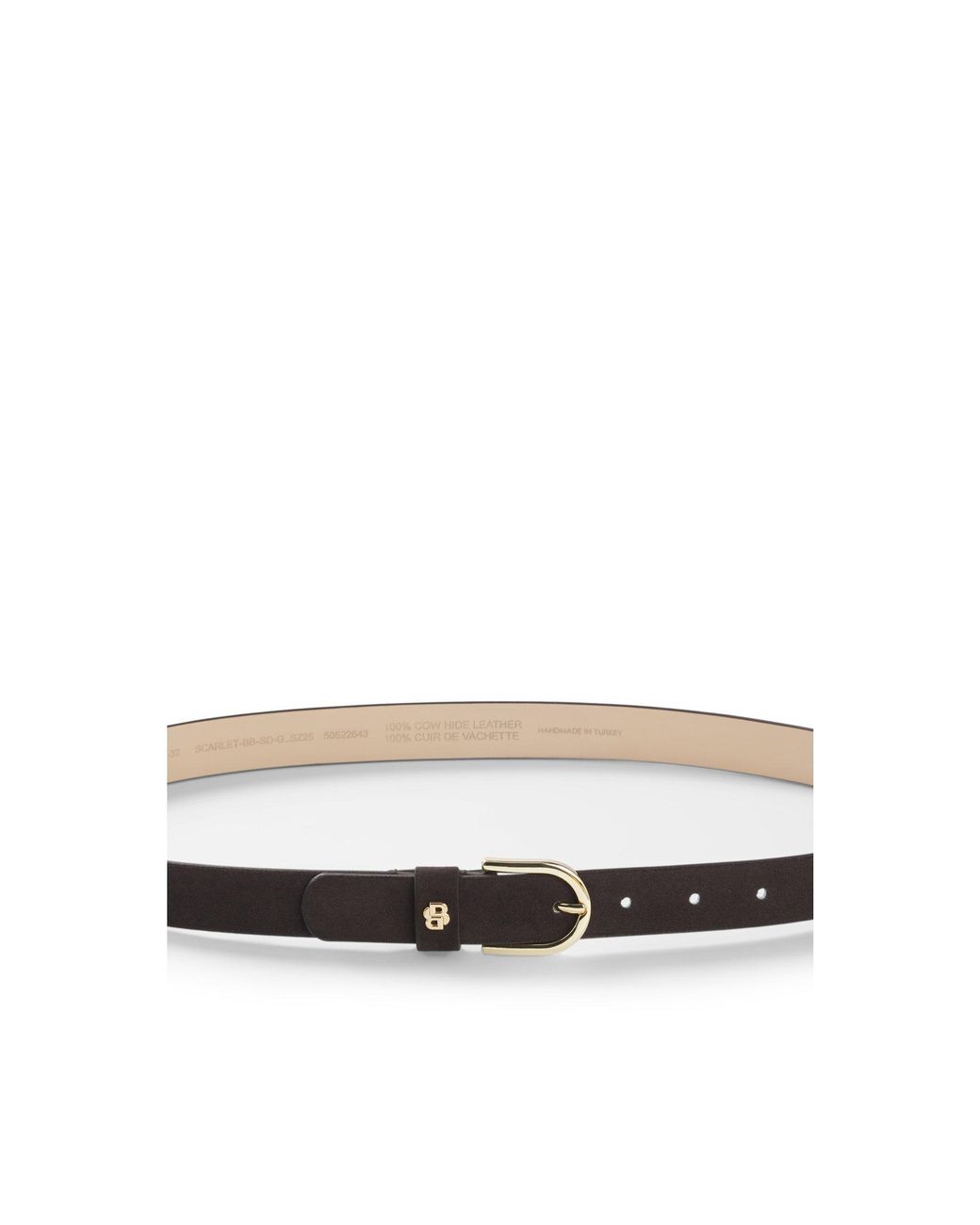 Boss Black Suede Belt With-Tone Double B Monogram