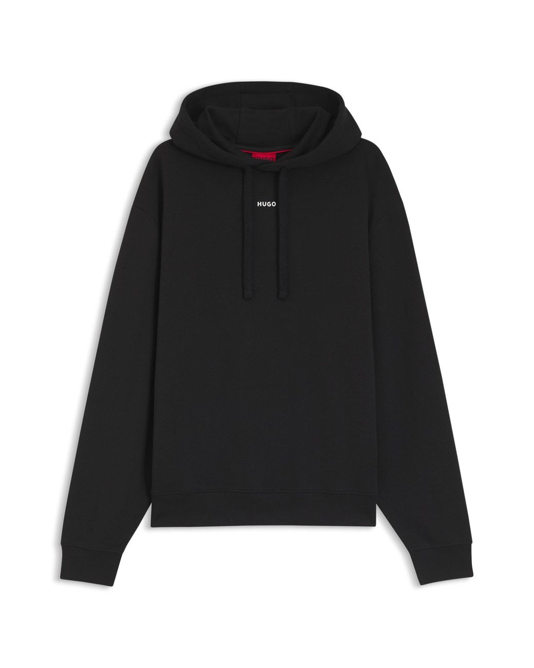 Sweat à capuche Relaxed en molleton de coton à logo imprimé HUGO pour homme en coloris Black