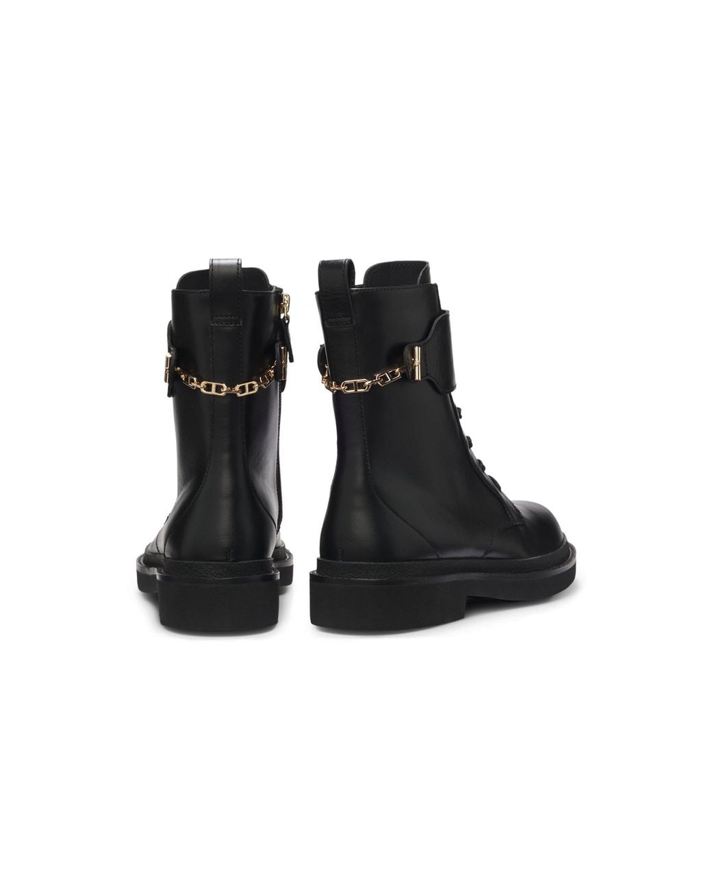 Boss Black Lace-Up Leather Boots With-Tone Hardware