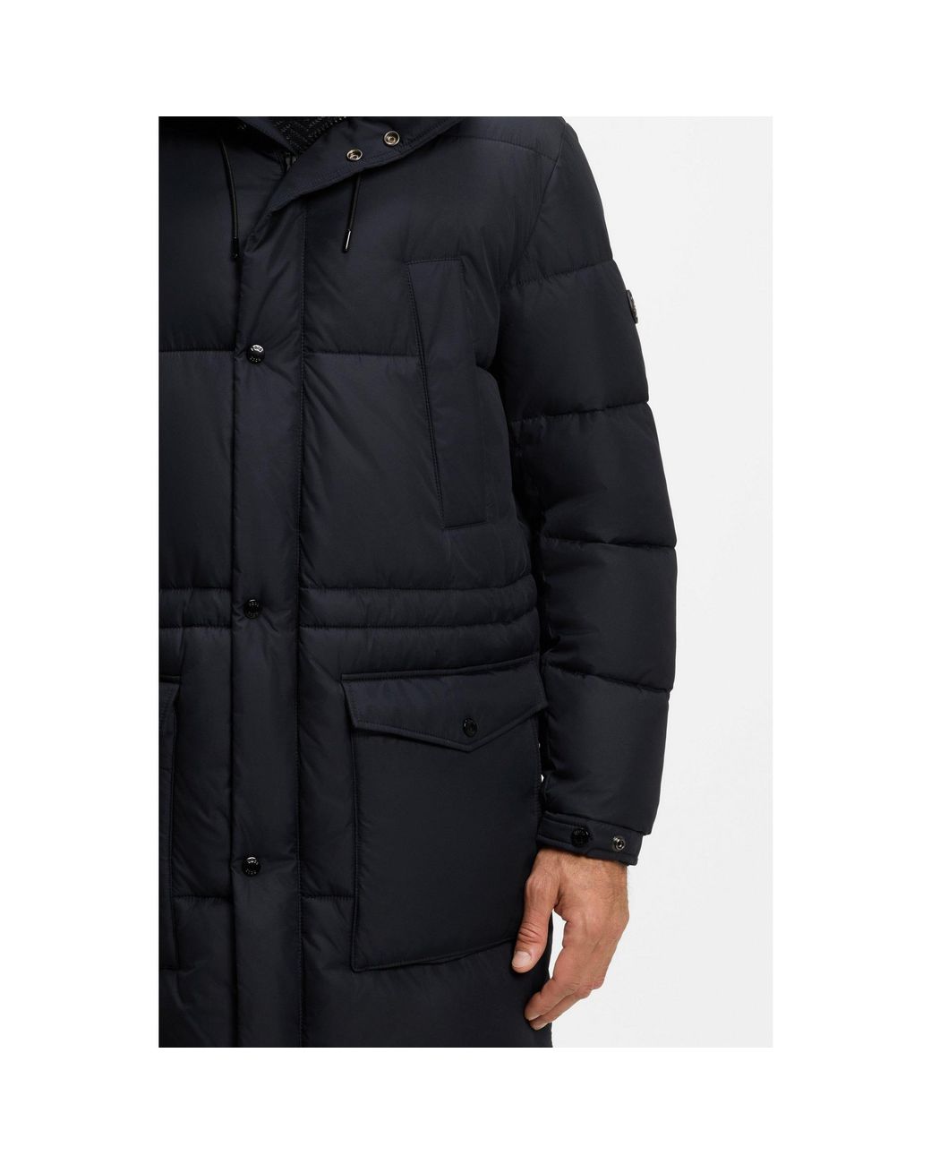 Boss Blue Padded Jacket With Water-Repellent Finish for men