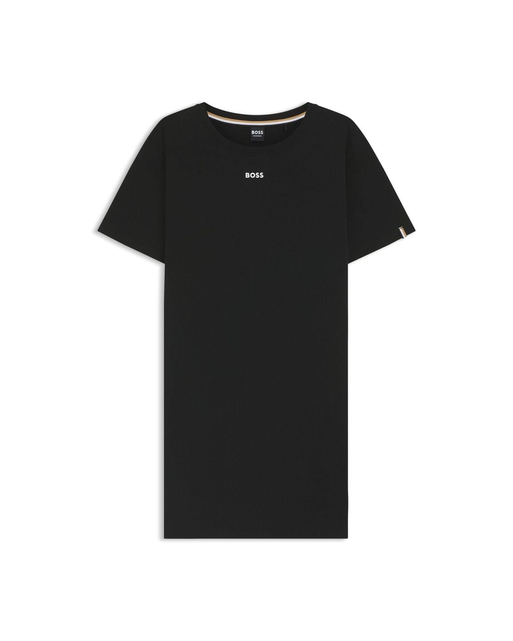Boss Black Stretch-Cotton Nightdress With Logo Details