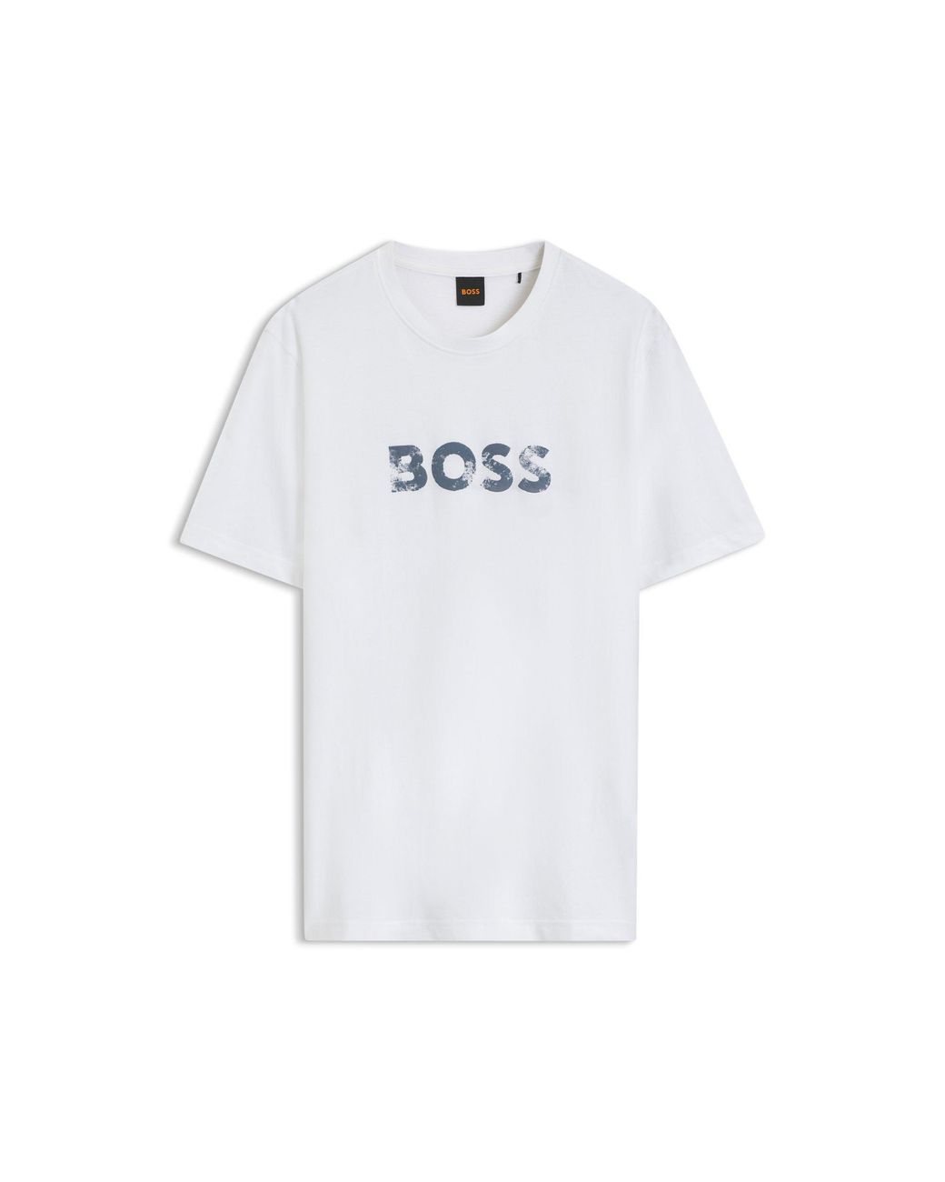 Boss White Cotton-Jersey T-Shirt With Logo Artwork for men