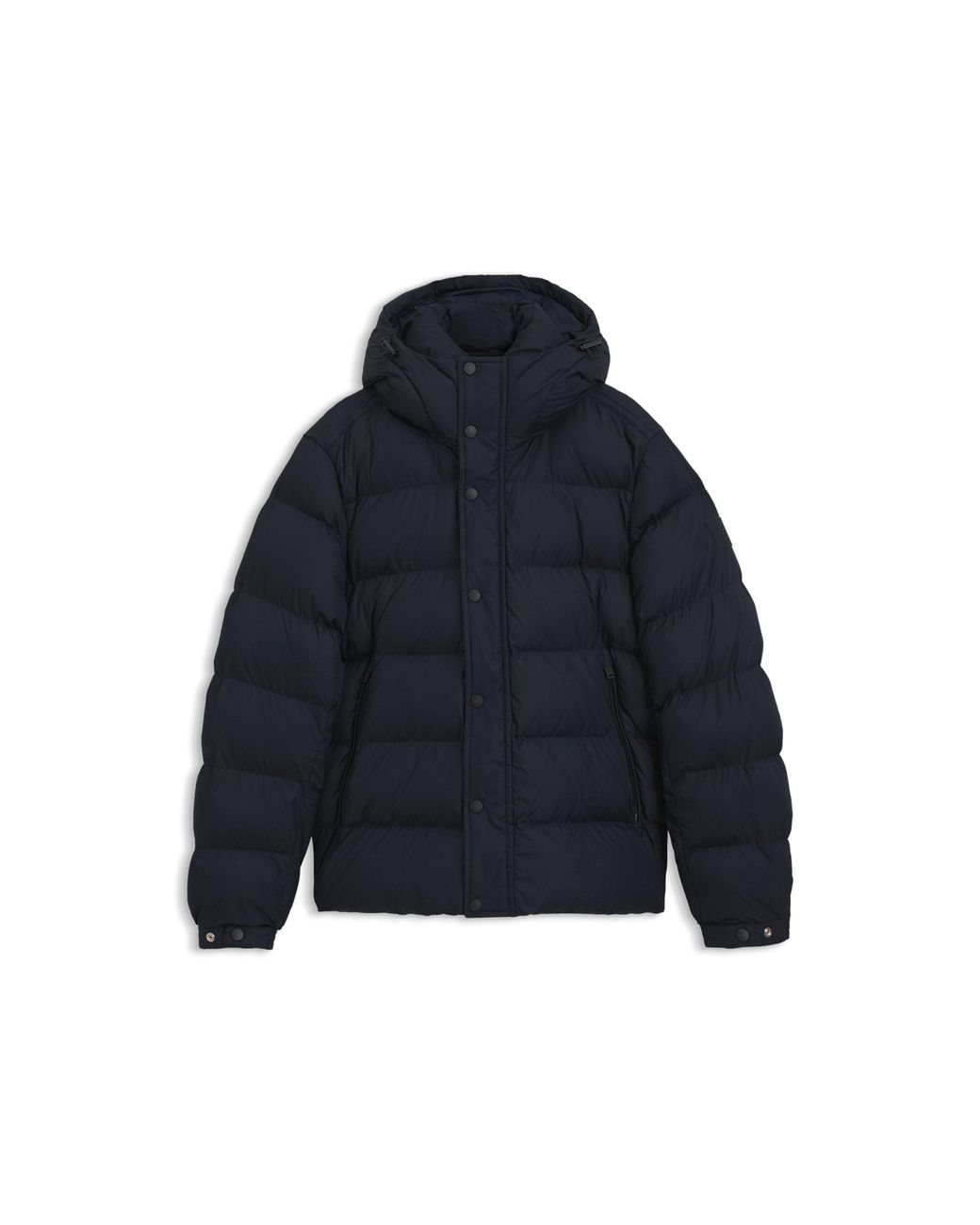 Boss Blue Water-Repellent Hooded Puffer Jacket for men