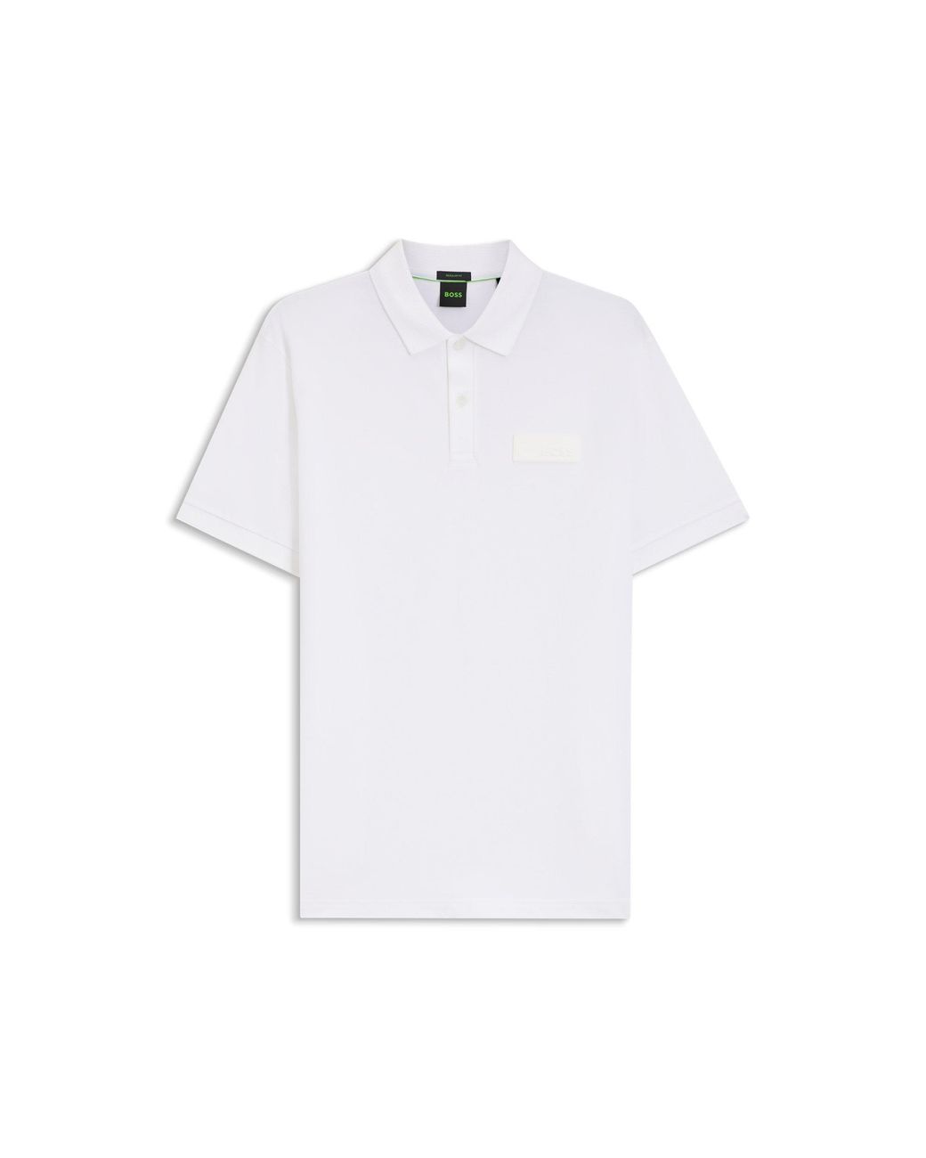 Boss White Paddy Polo Shirt With Structured Logo Patch for men