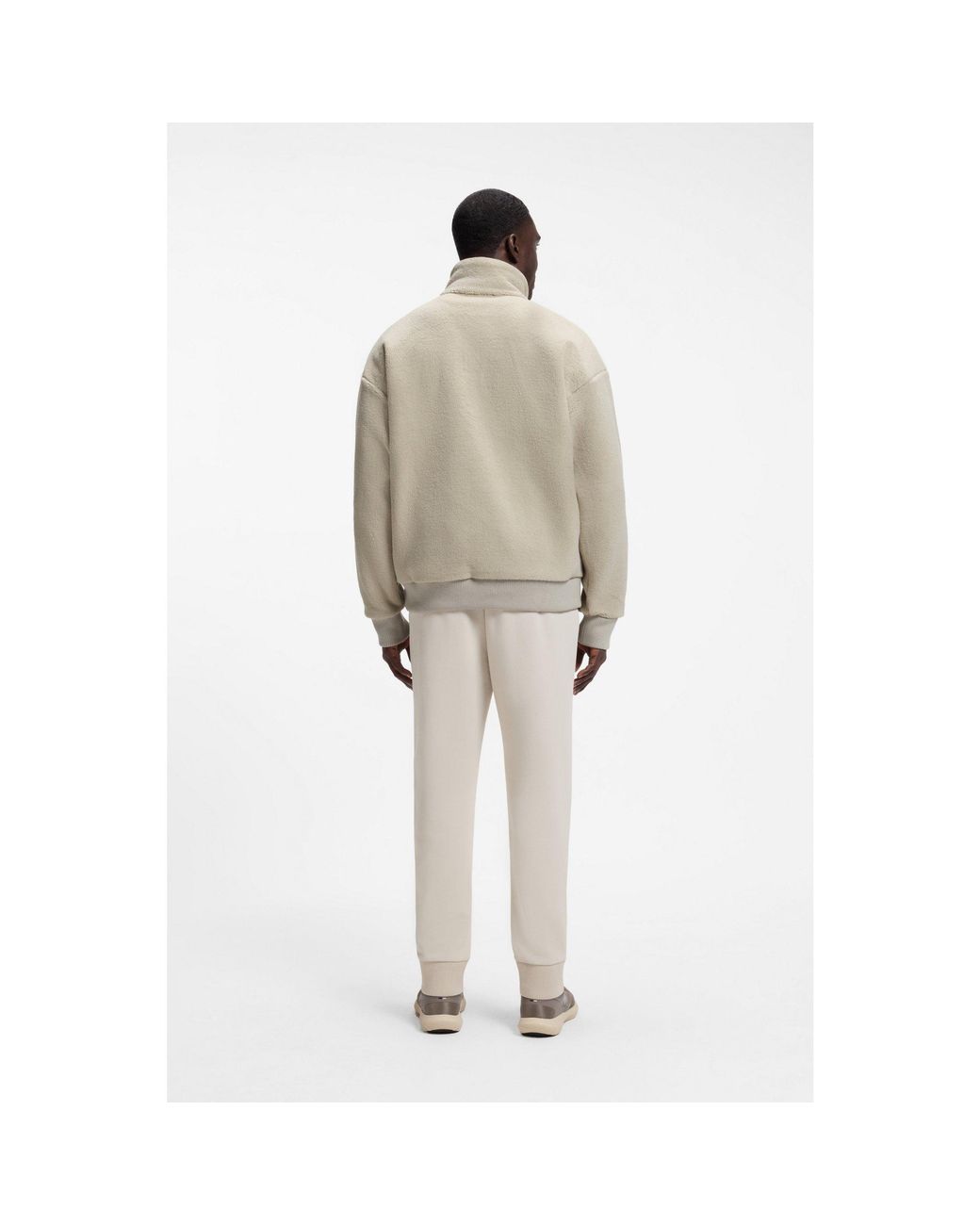 Boss Natural Logo-Embroidered Zip-Up Sweatshirt for men