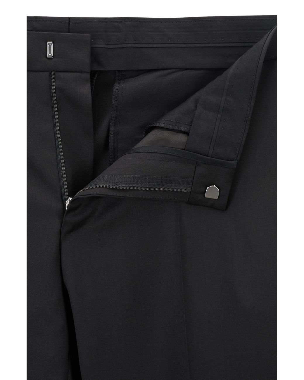 BOSS by HUGO BOSS Gibson Cyl Flat Front Solid Slim Fit Wool Dress Pants in  Black for Men | Lyst