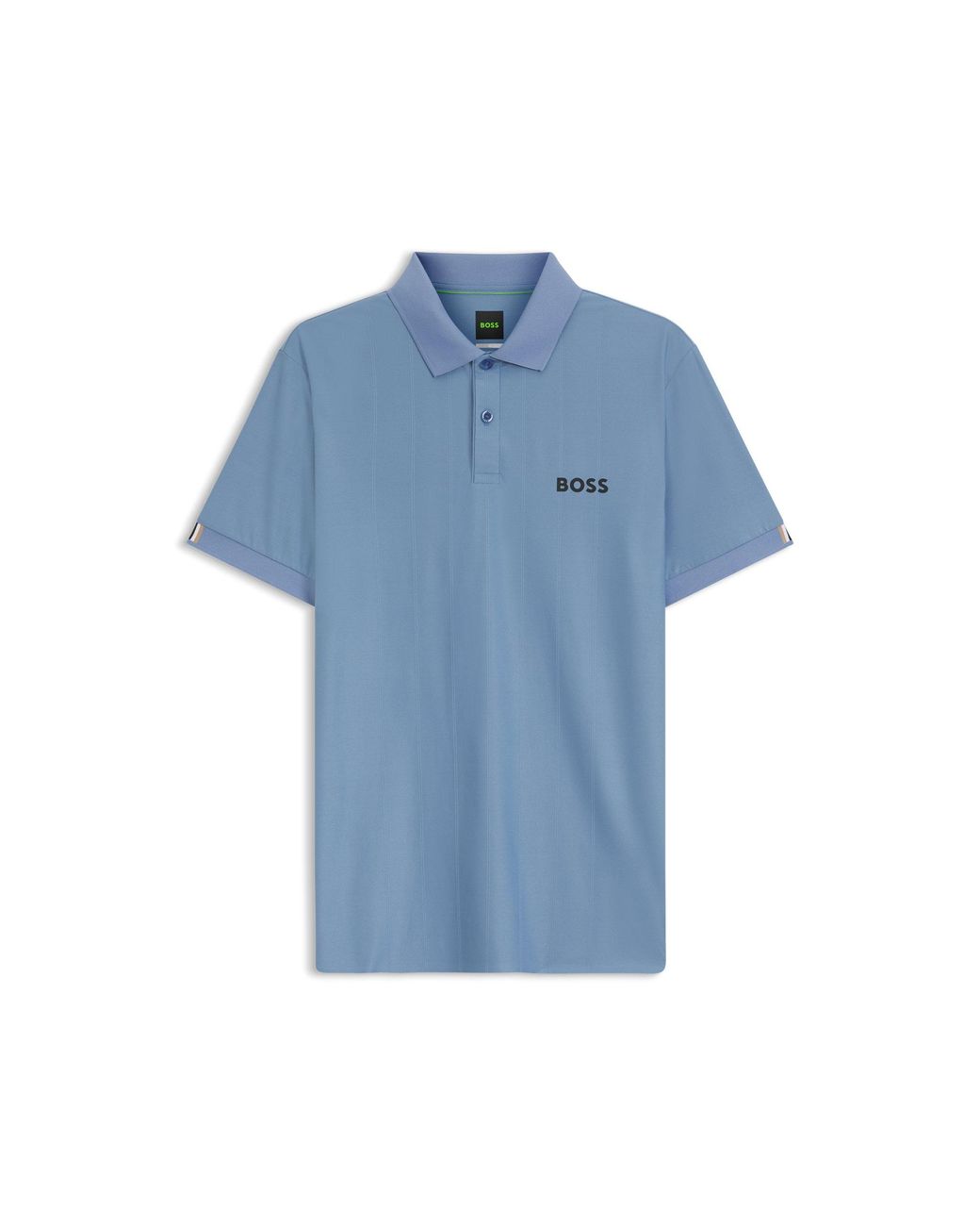 Boss Blue Active Stripe-Jersey Slim-Fit Polo Shirt With Four-Way Stretch for men