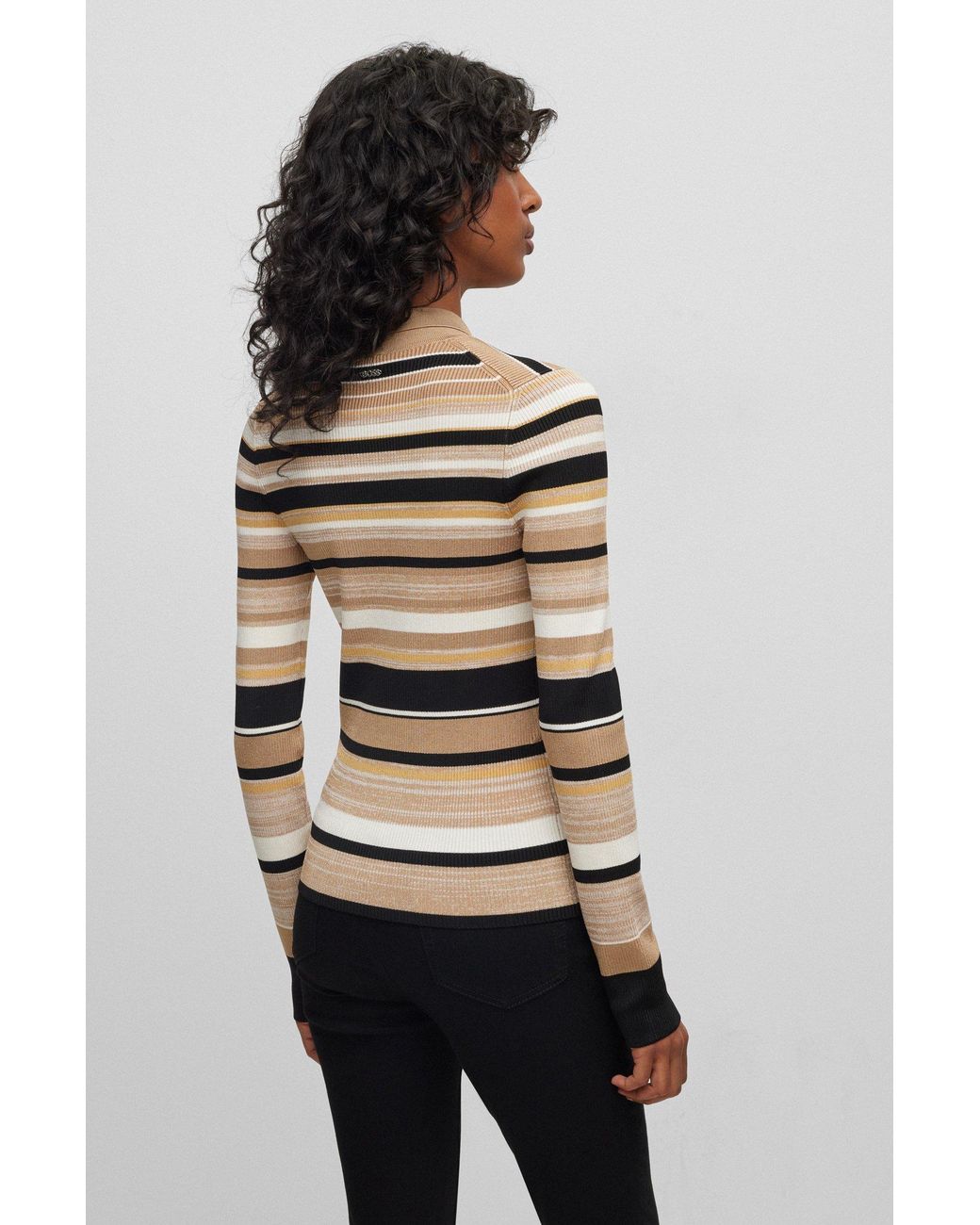 BOSS - Ribbed sweater with funnel neckline