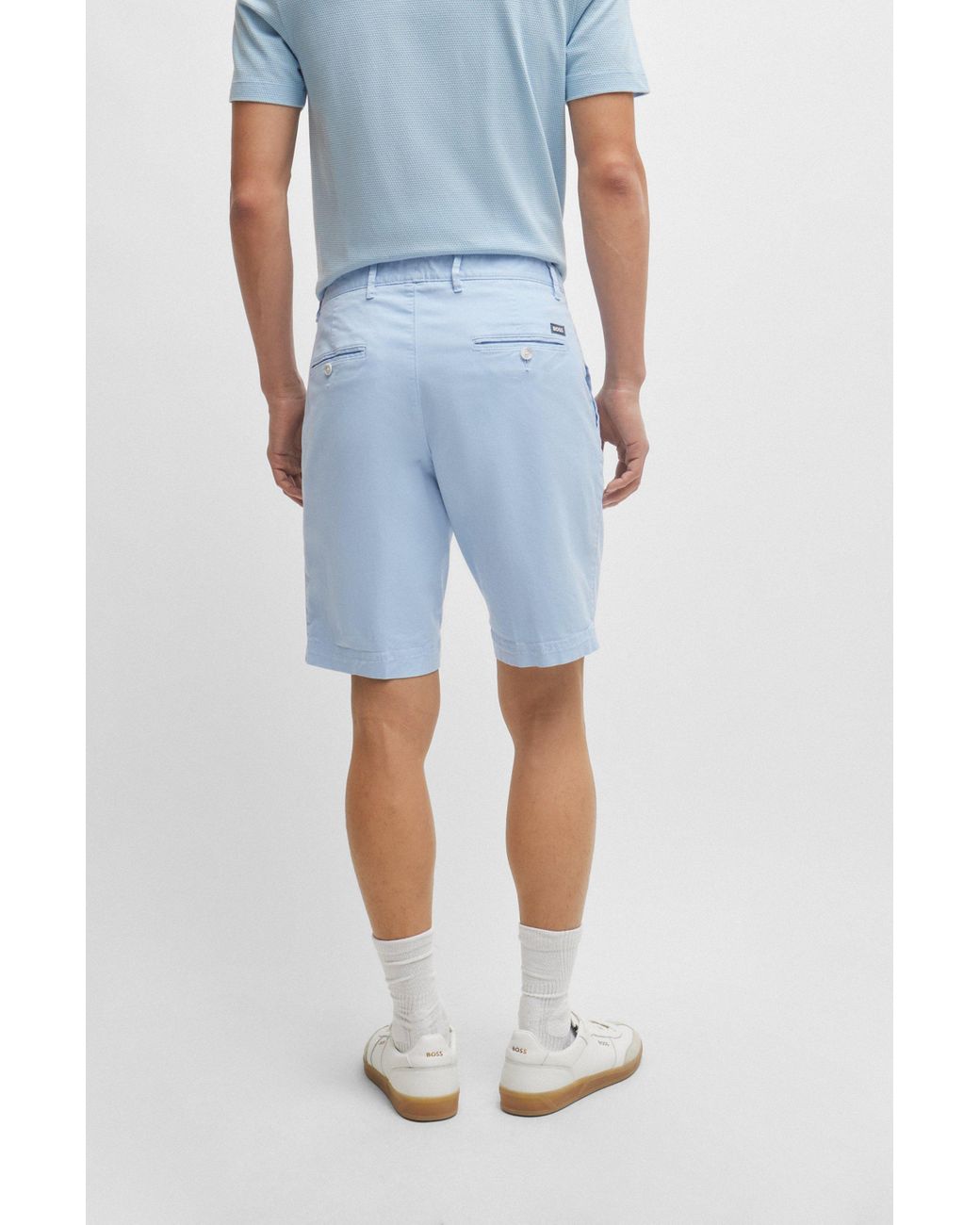 BOSS by HUGO BOSS Slim-fit Shorts In Stretch-cotton Twill in Blue