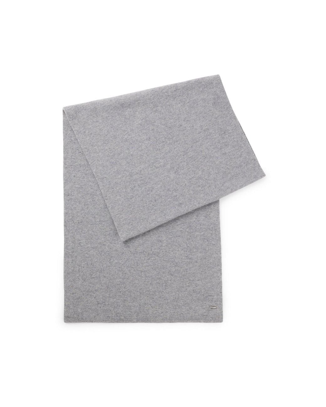 Boss Gray Cashmere Scarf With Metallic Logo Trim
