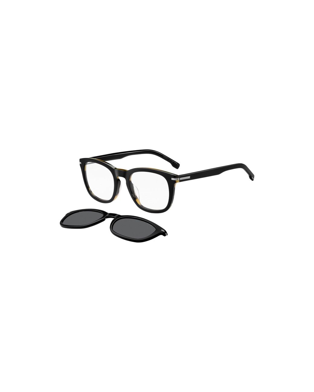 Boss Black Patterned-Acetate Optical Frames With Clip-On Shaded Lenses for men