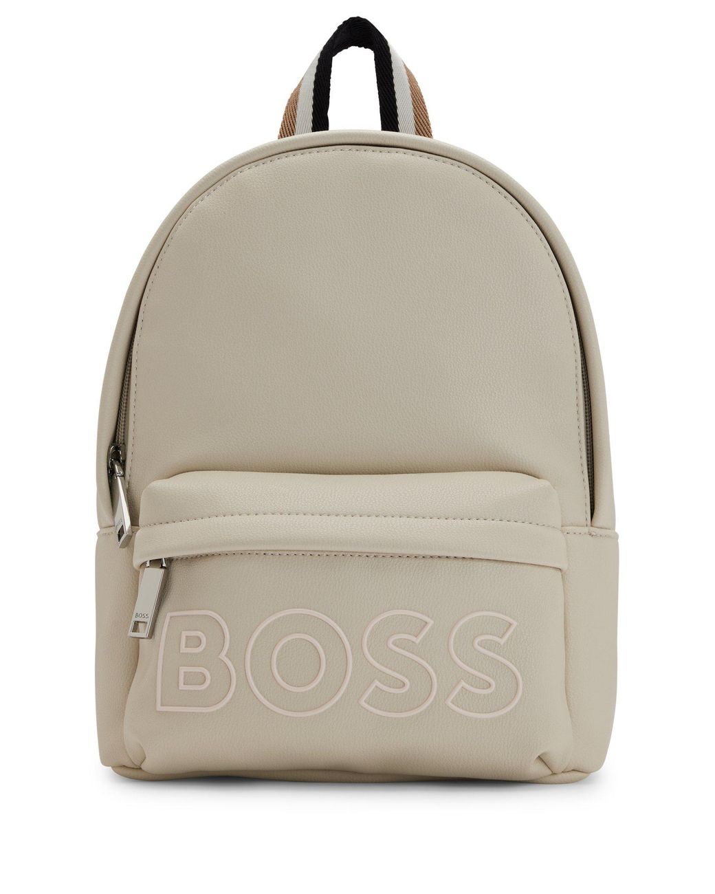 BOSS by HUGO BOSS Faux-leather Backpack With Outline Logo in Natural | Lyst  Canada