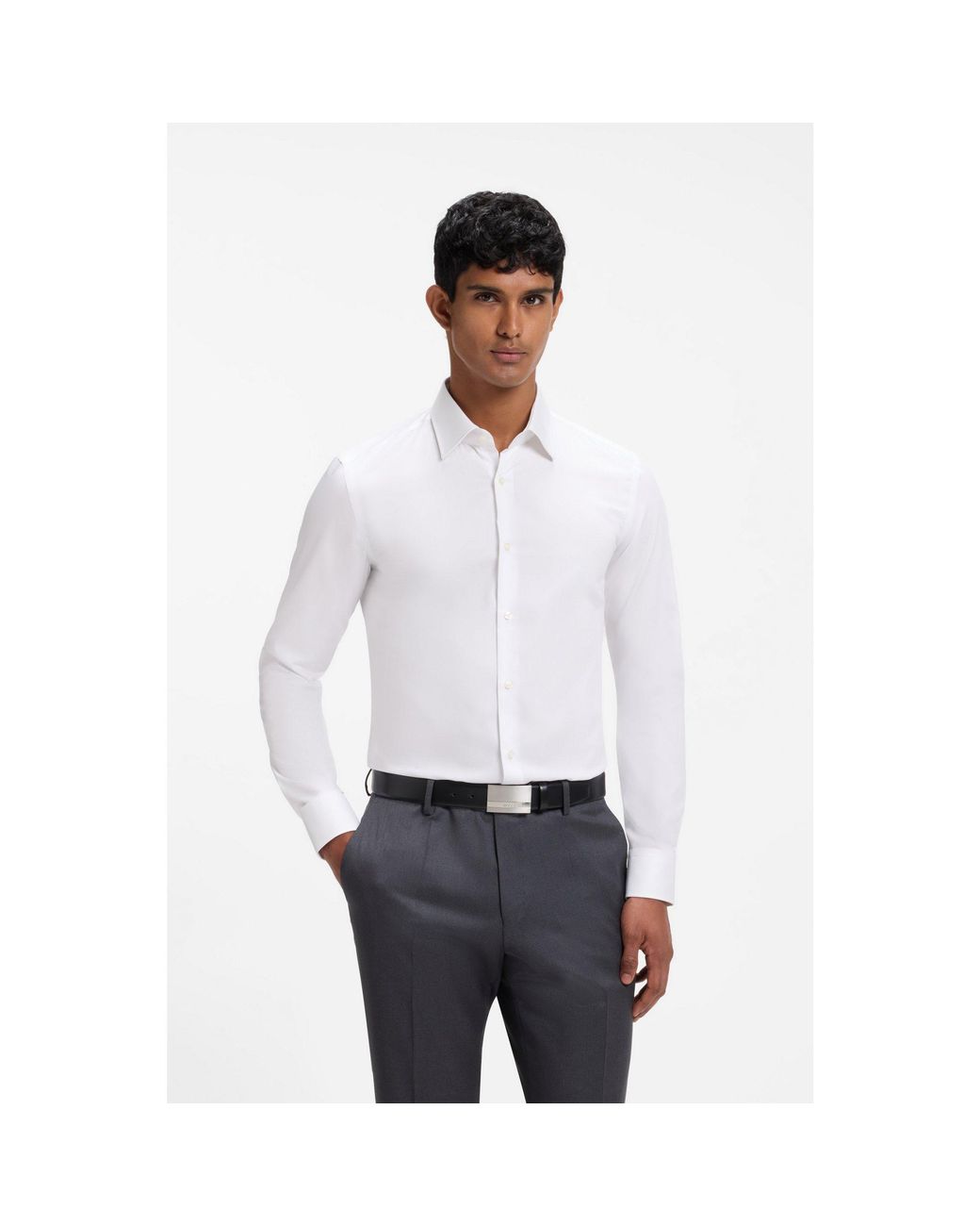 Boss White One Slim-Fit Business Shirt for men