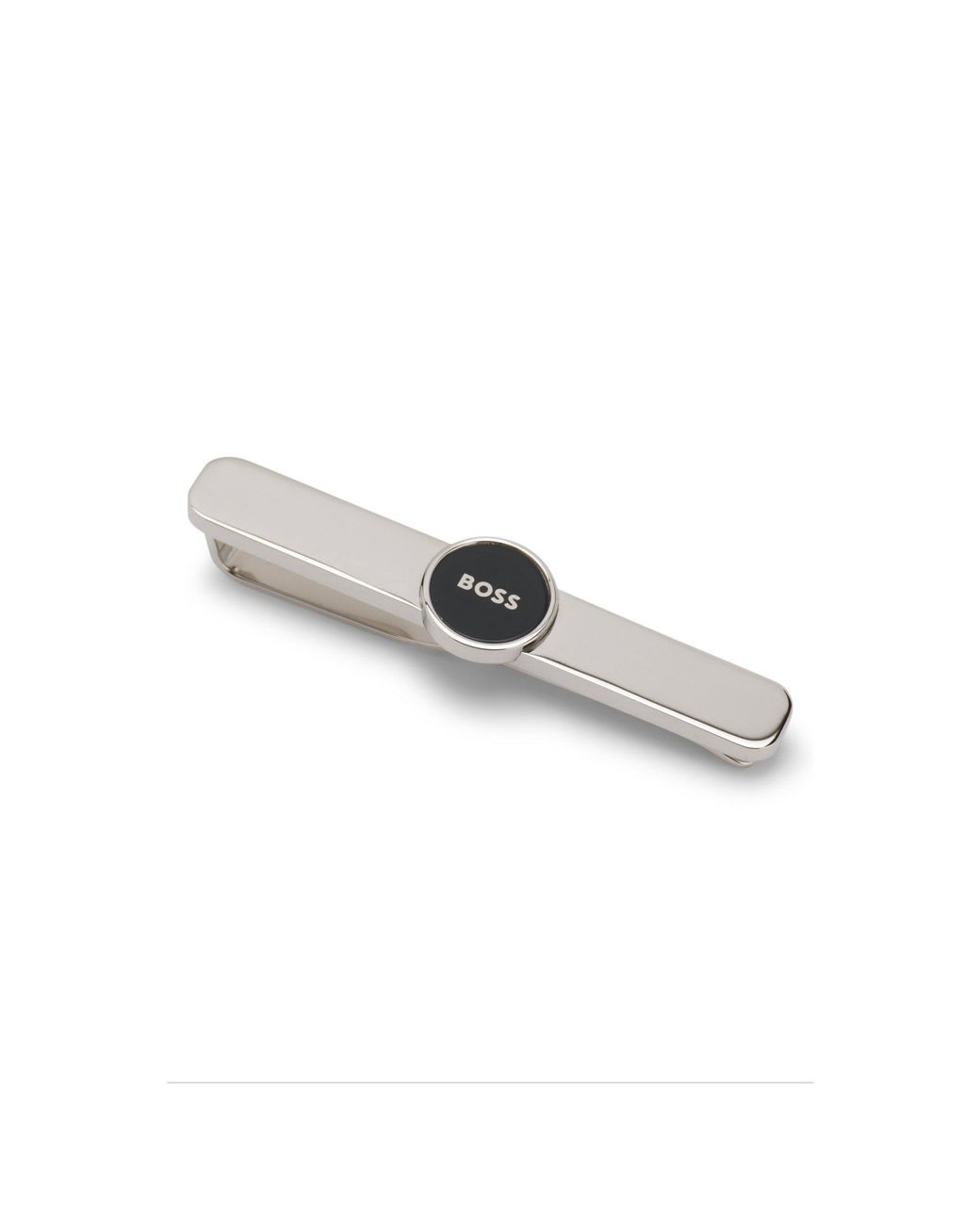 Boss White Brass Tie Clip With Round Logo Detail for men