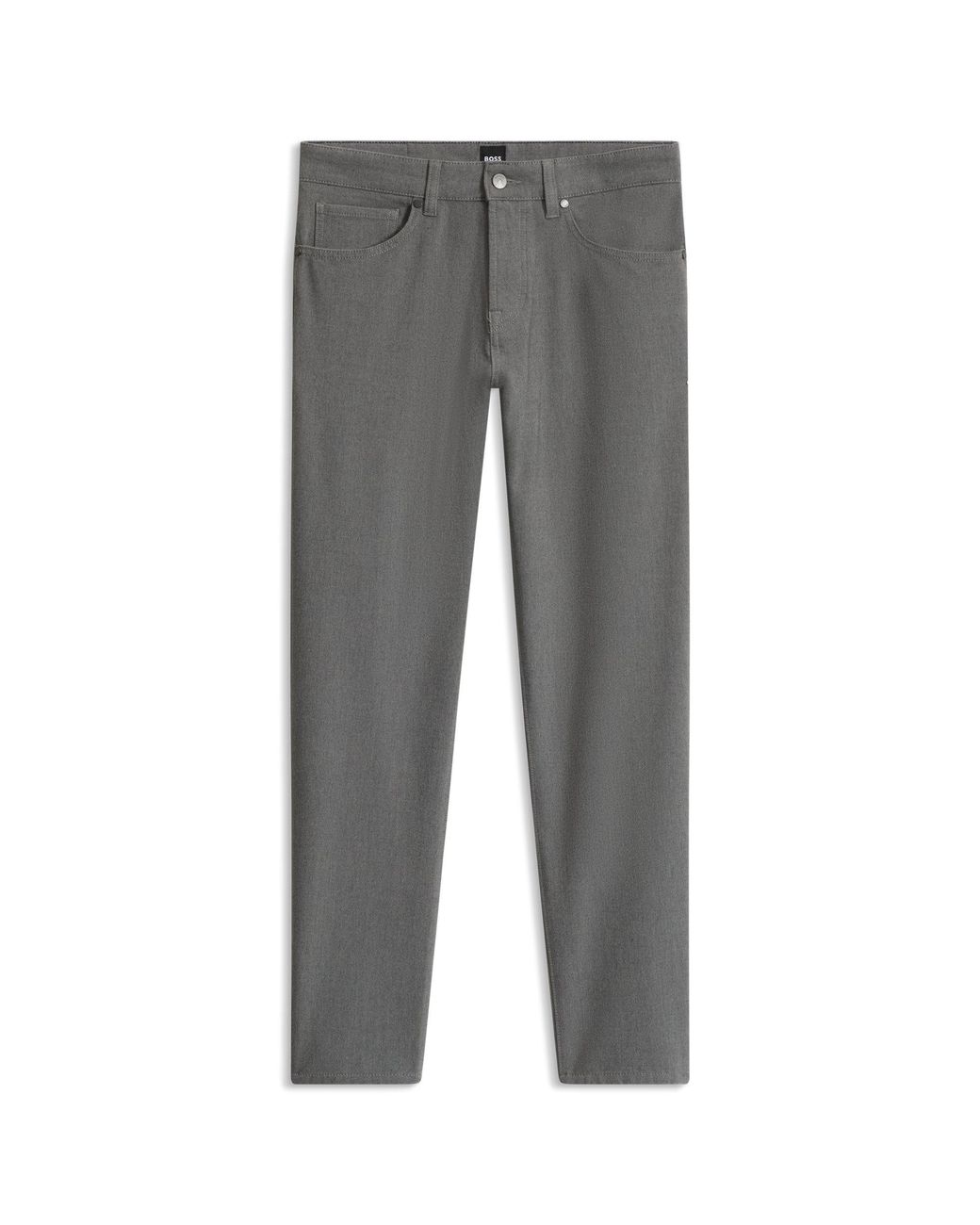 Boss Gray Regular-Fit Trousers for men