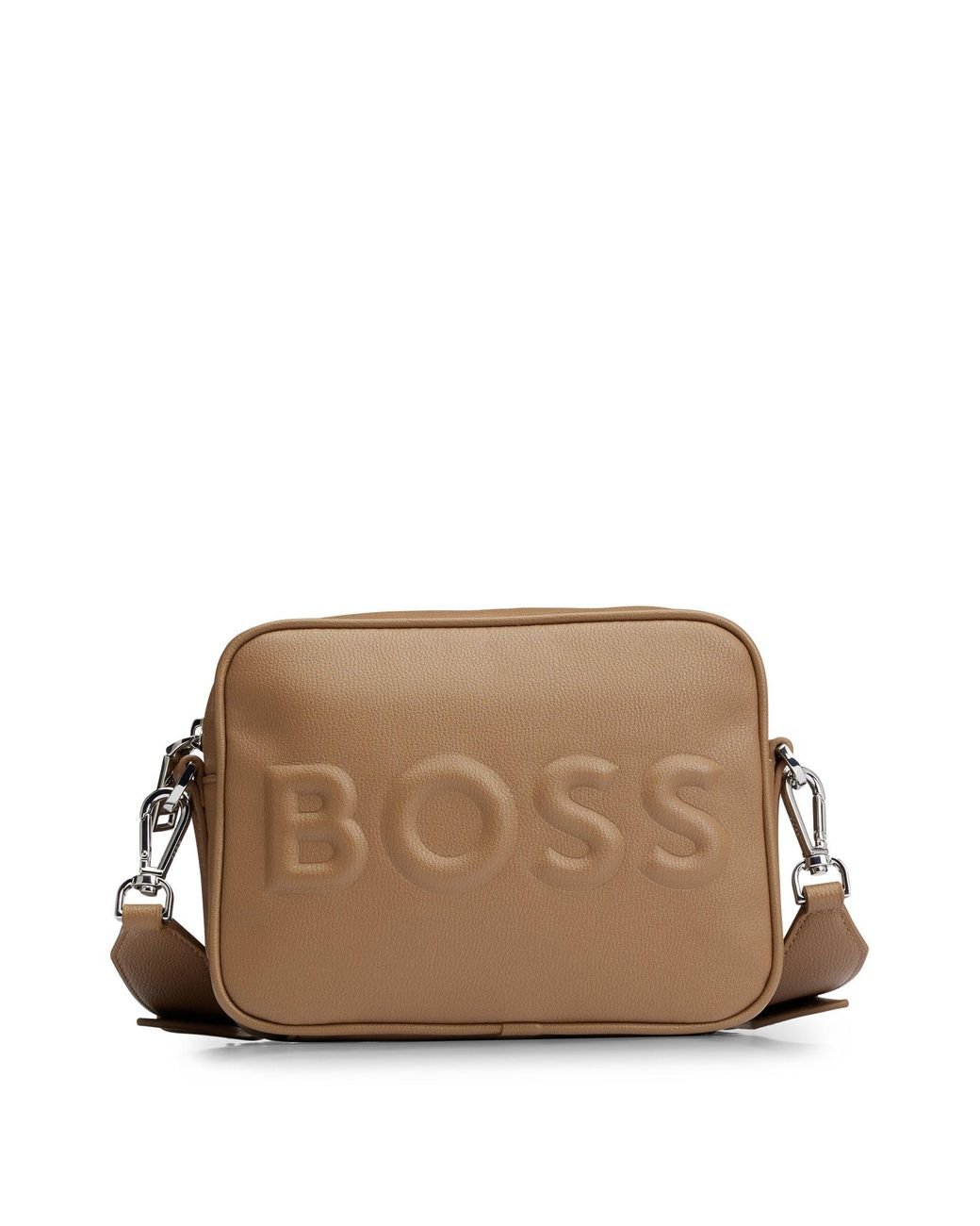 BOSS by HUGO BOSS Crossbody Bag In Faux Leather With Deed Logo in Brown