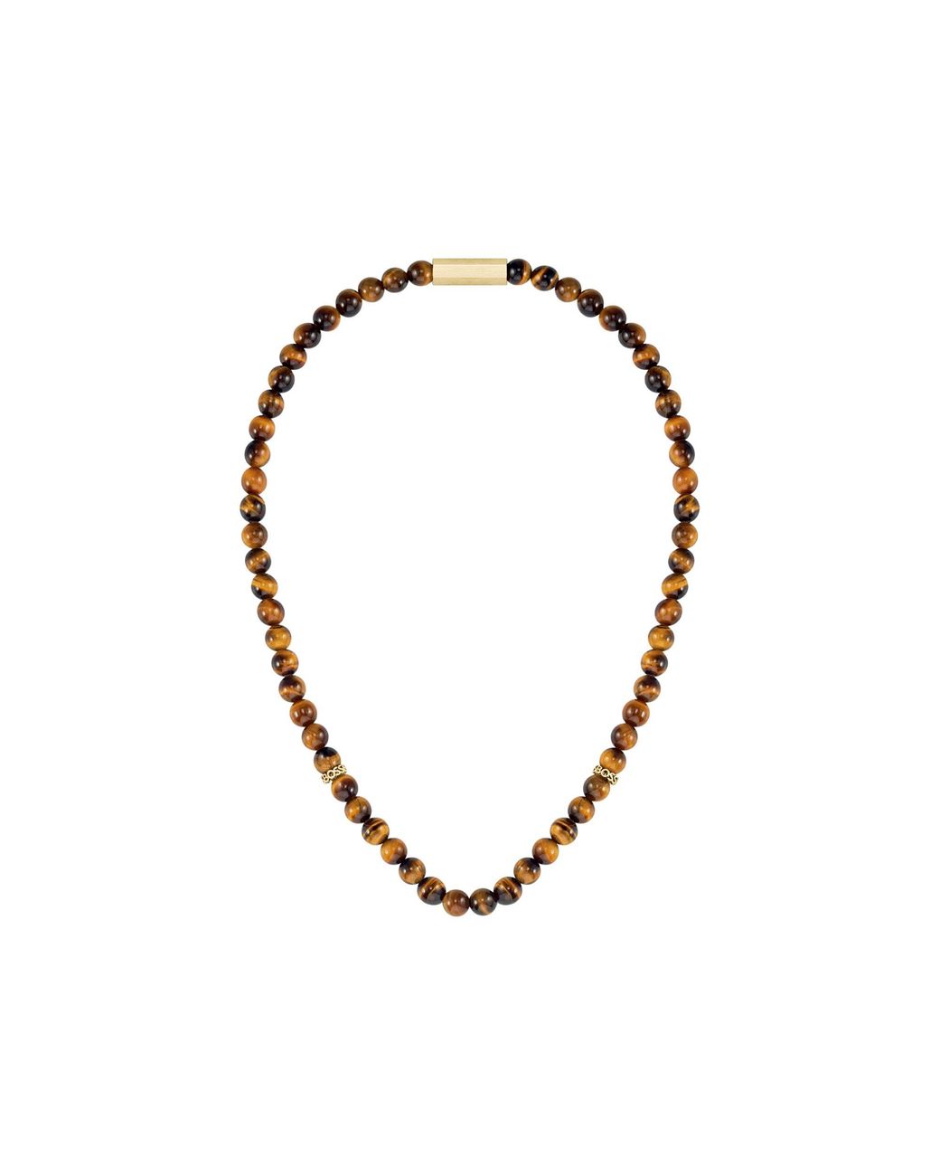 Boss Multicolor Tiger-eye Beaded Necklace With Branded Rondelles Men's Jewellery for men