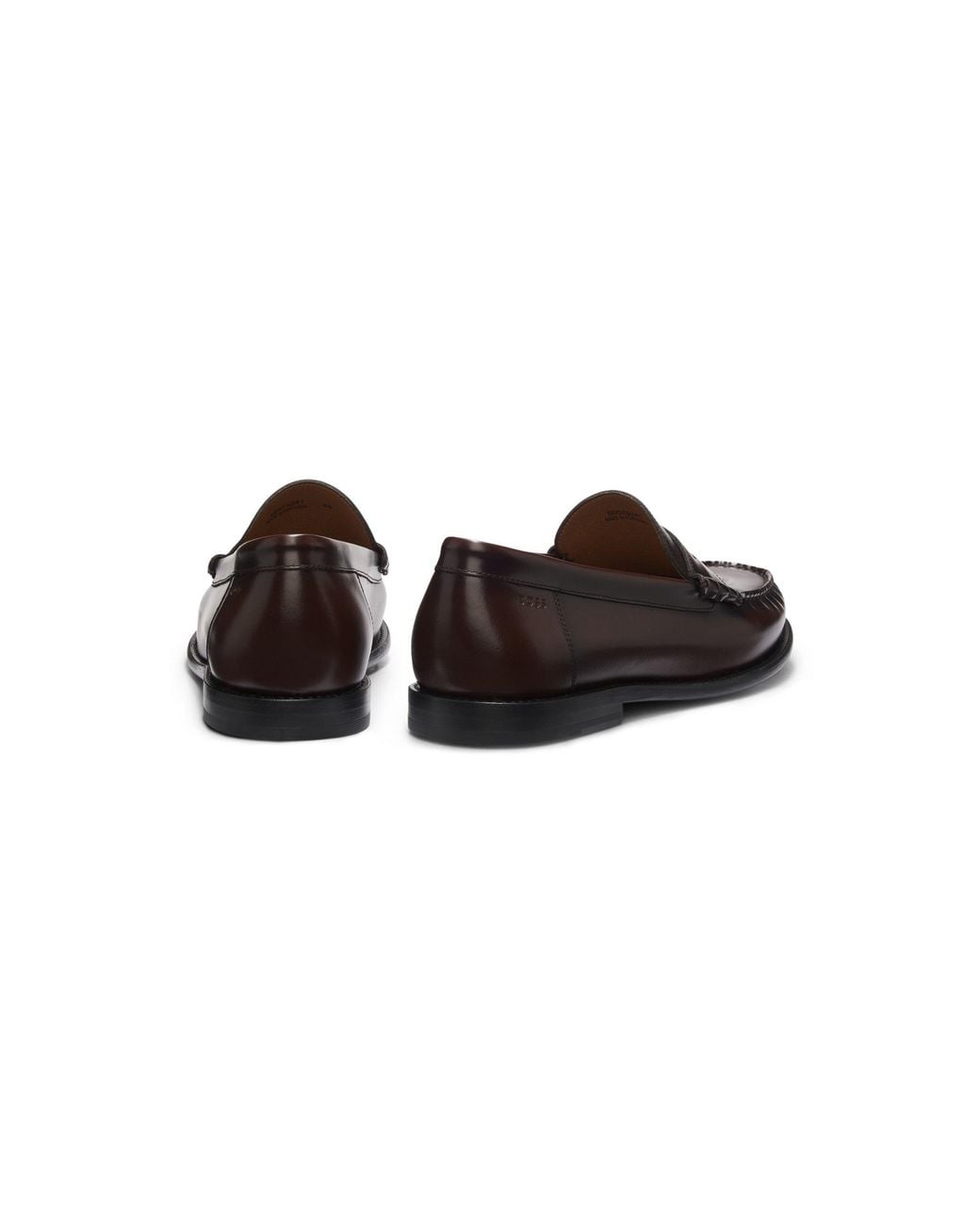 Boss Brown Leather Penny Loafers for men
