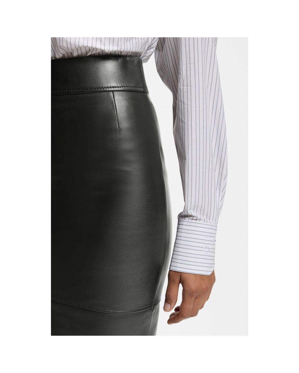 Boss Black Regular-fit Pencil Skirt In Soft Leather