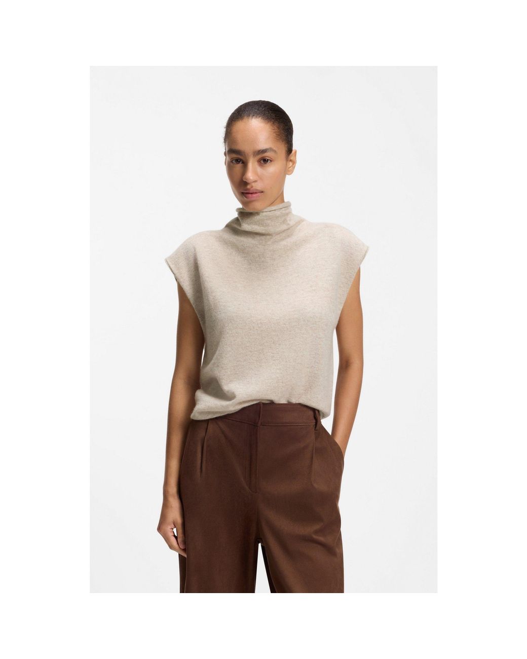 Boss Natural Mock-Neck Top