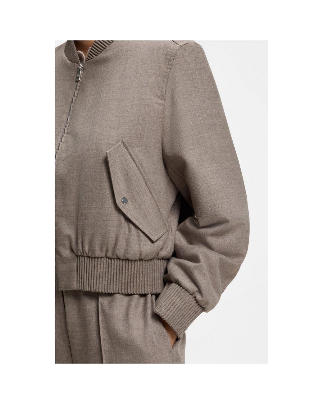Boss Brown Relaxed-Fit Zip-Up Jacket