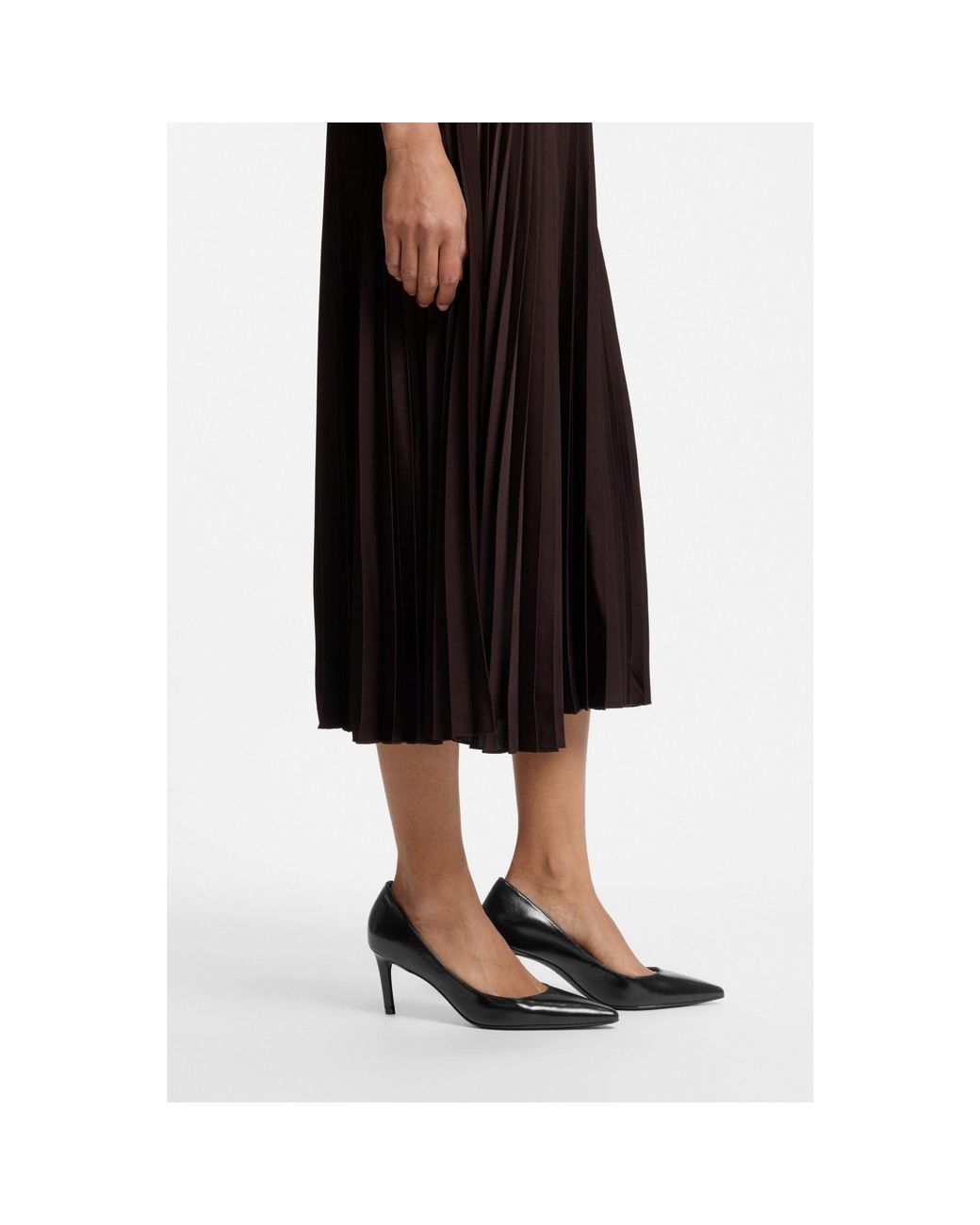 Boss Black Leather Pumps With Pointed Toe