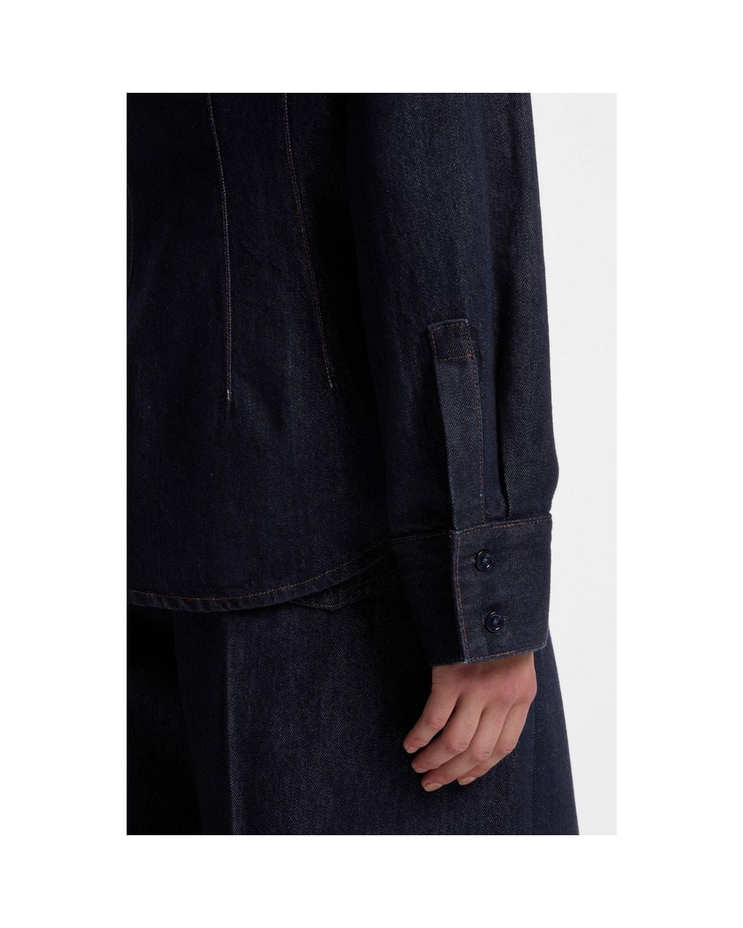 Boss Blue Slim-Fit Denim Shirt With Stitched Detailing