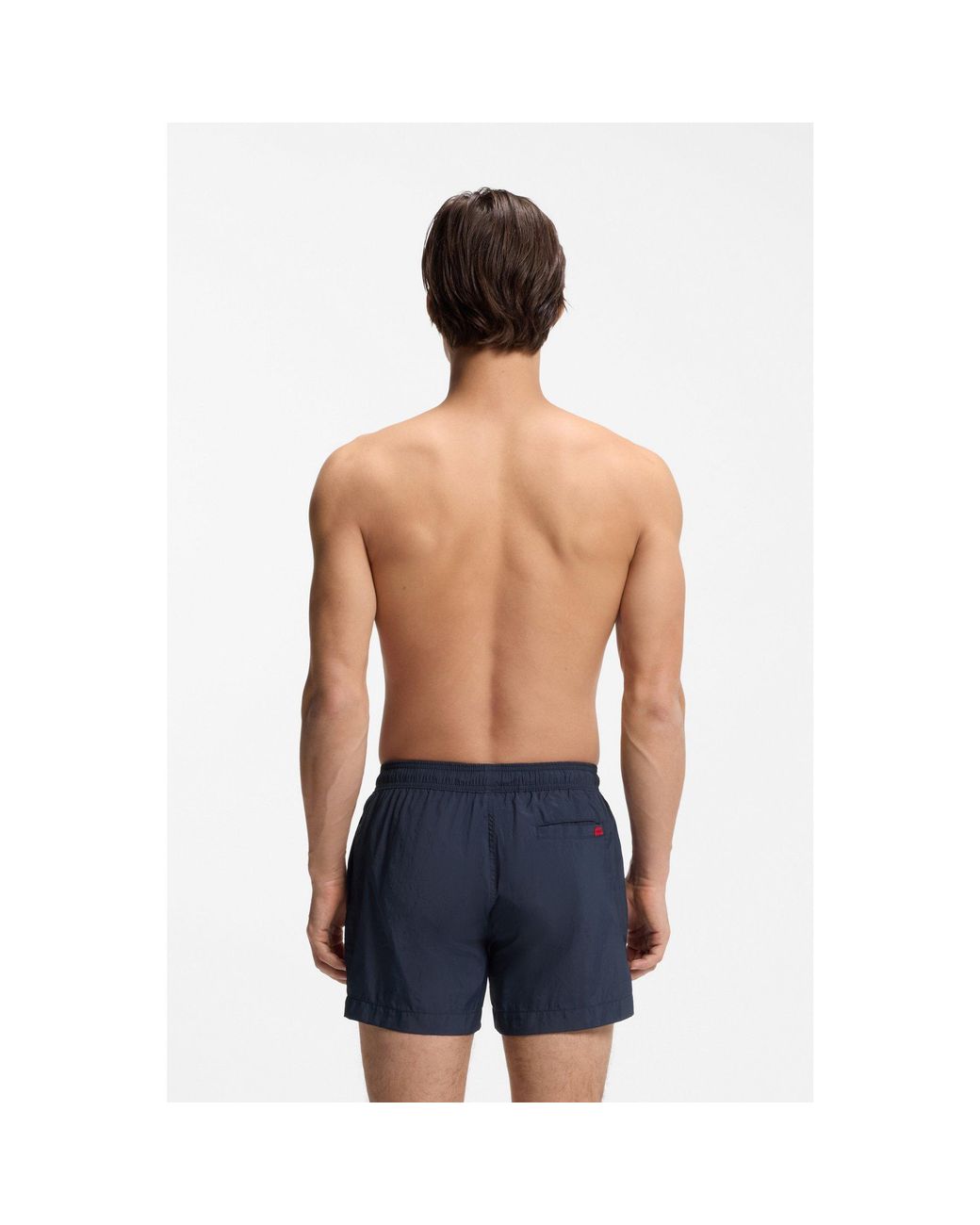 HUGO Blue Logo-Label Swim Shorts for men