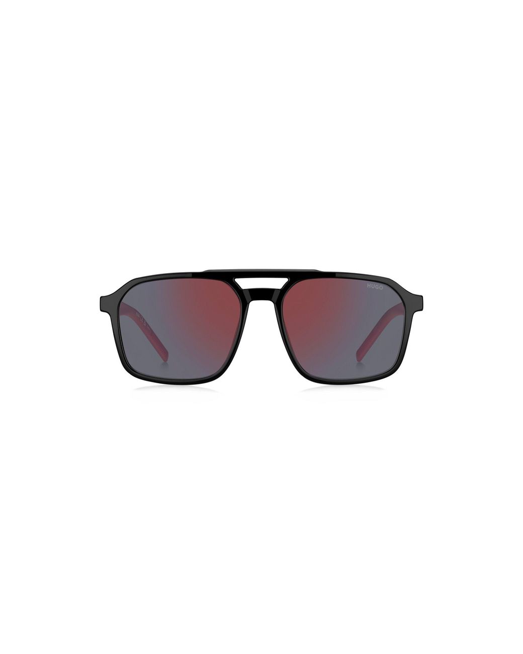 HUGO Black Double-Bridge Sunglasses With Two-Tone Temples for men
