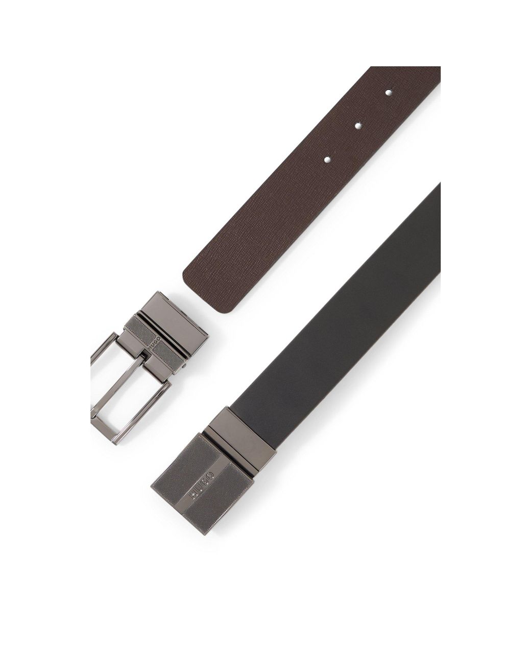 HUGO Red Italian-Made Reversible Leather Belt for men