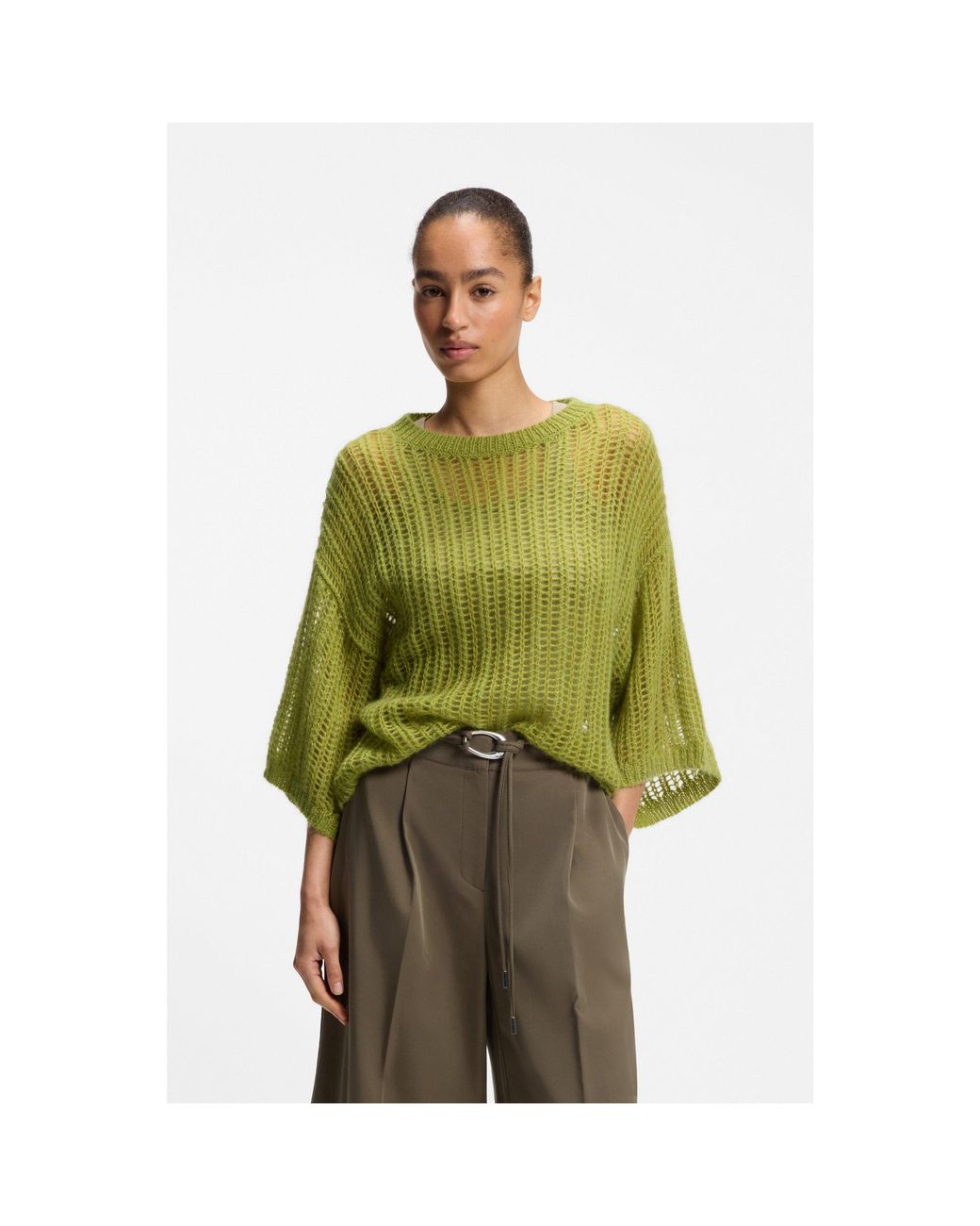 Boss Green Oversized-Fit Sweater With Open Knit