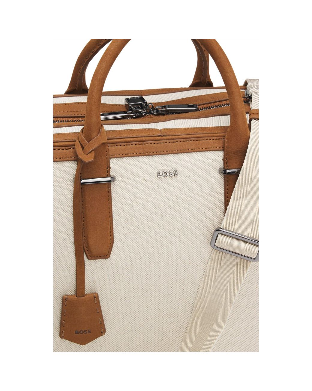 Boss Metallic Canvas Holdall With Leather Trims for men