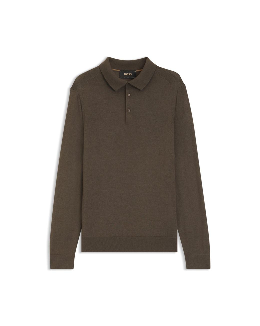 Boss Brown Knit Polo Sweater for men