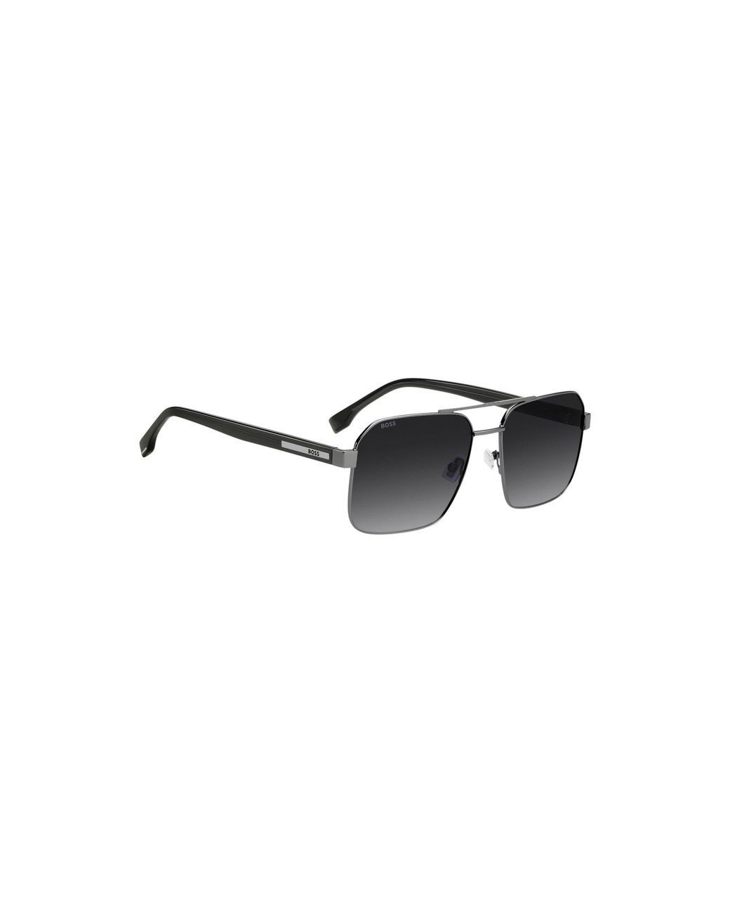 Boss Black Stainless-Steel Sunglasses With Transparent Temples for men