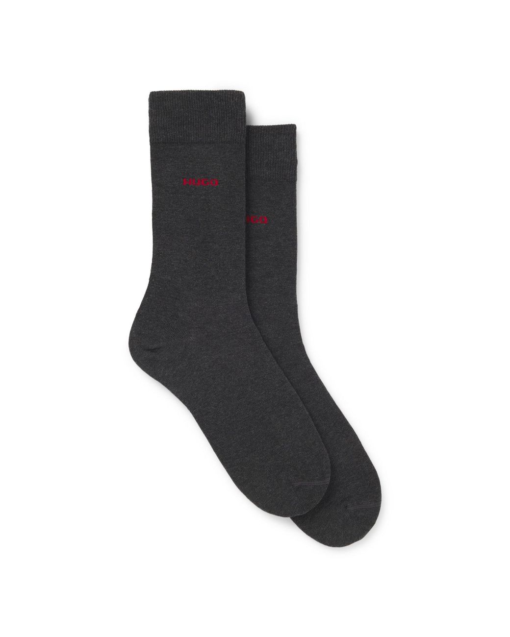 HUGO Black Two-Pack Of Regular-Length Logo Socks for men