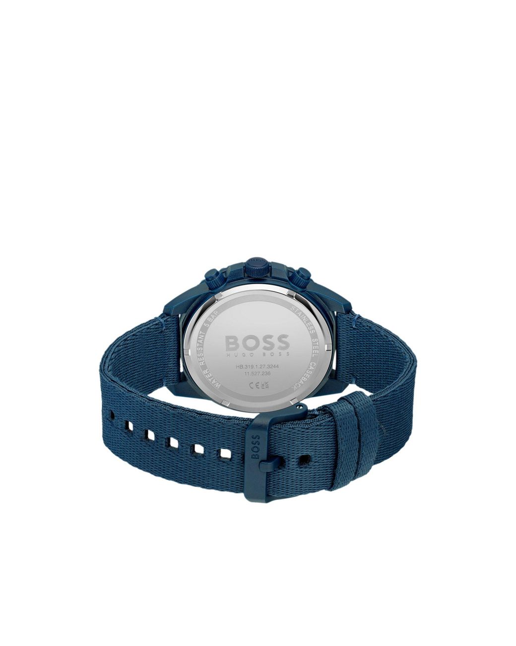 Boss Blue Dial Chronograph Watch With Fabric Strap for men