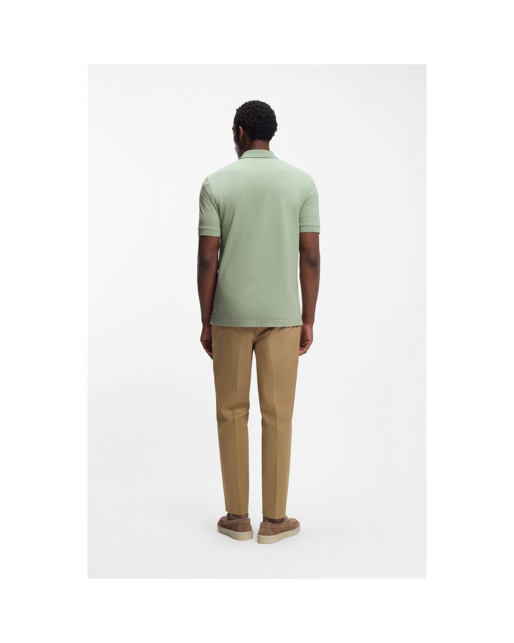 Boss Green Cotton-Blend Polo Shirt With Zip Placket for men