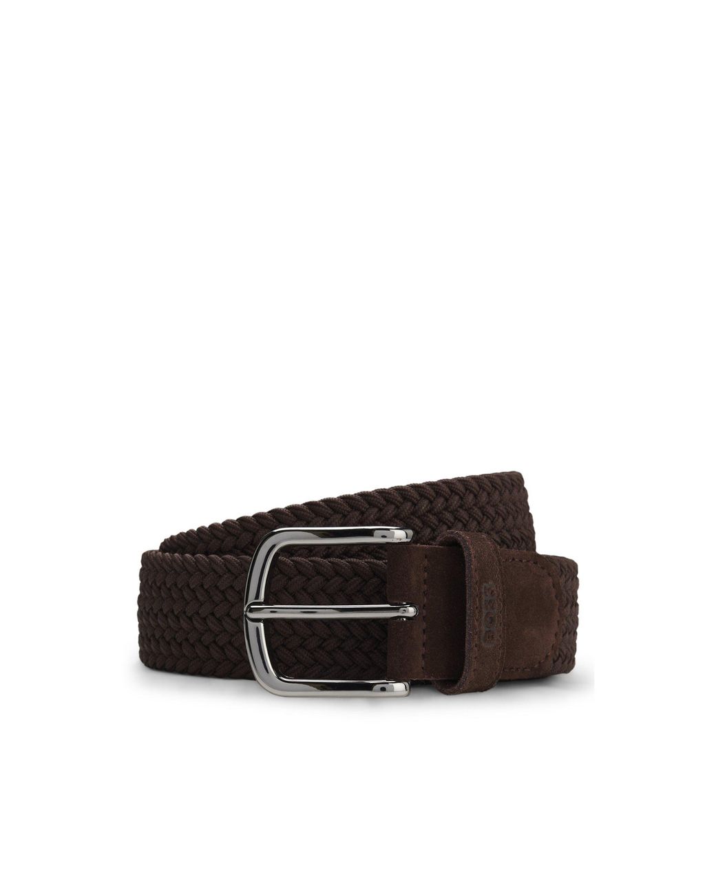 Boss Brown Woven Belt With Leather Trims for men