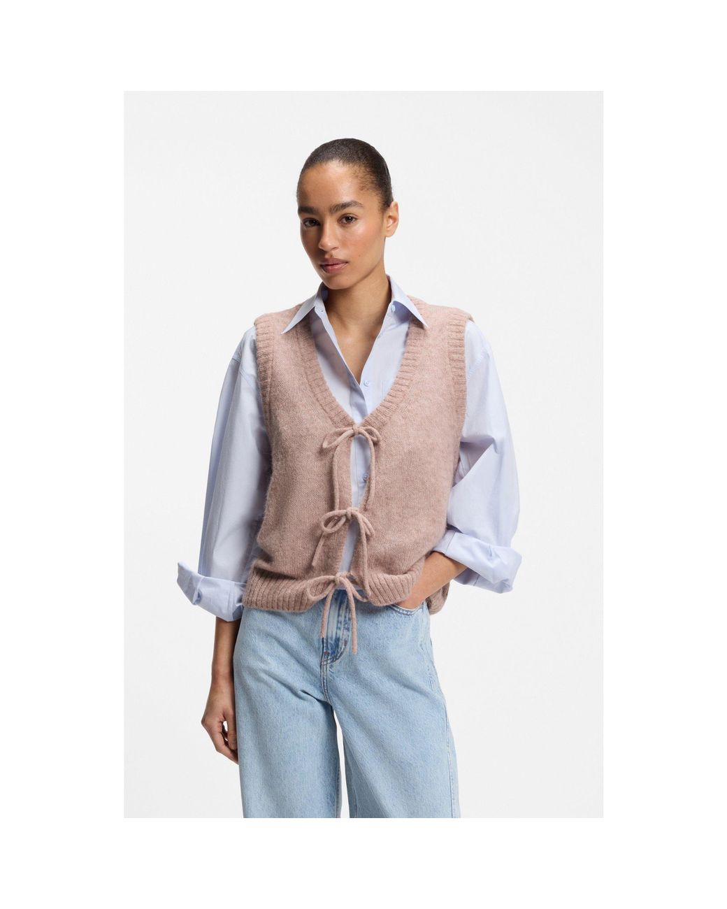 Boss Blue Tie-Front Cardigan