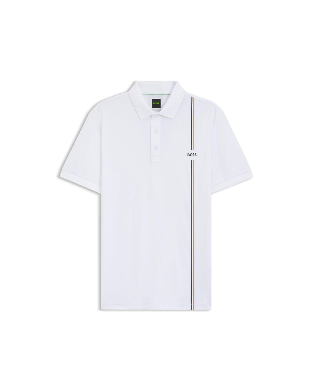 Boss White Active Quick-Dry Polo Shirt With Signature Stripe for men