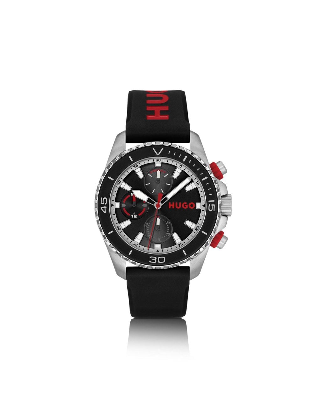 HUGO Black Logo-Strap Watch for men