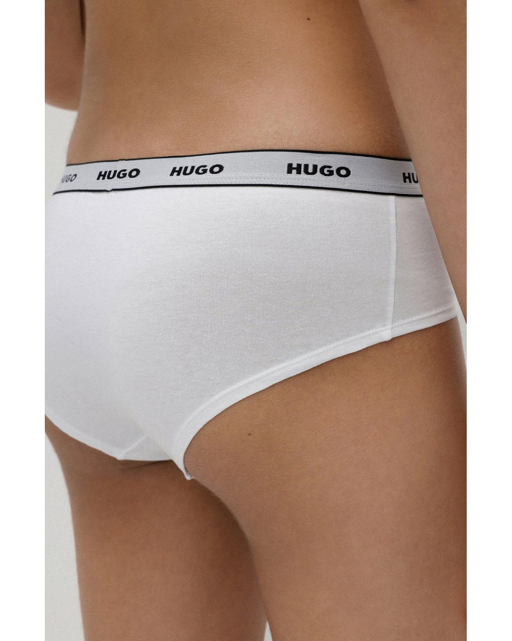 HUGO Three-pack Of Logo Hipster Briefs In Stretch Cotton- White Women's  Underwear And Nightwear Size 2xl | Lyst