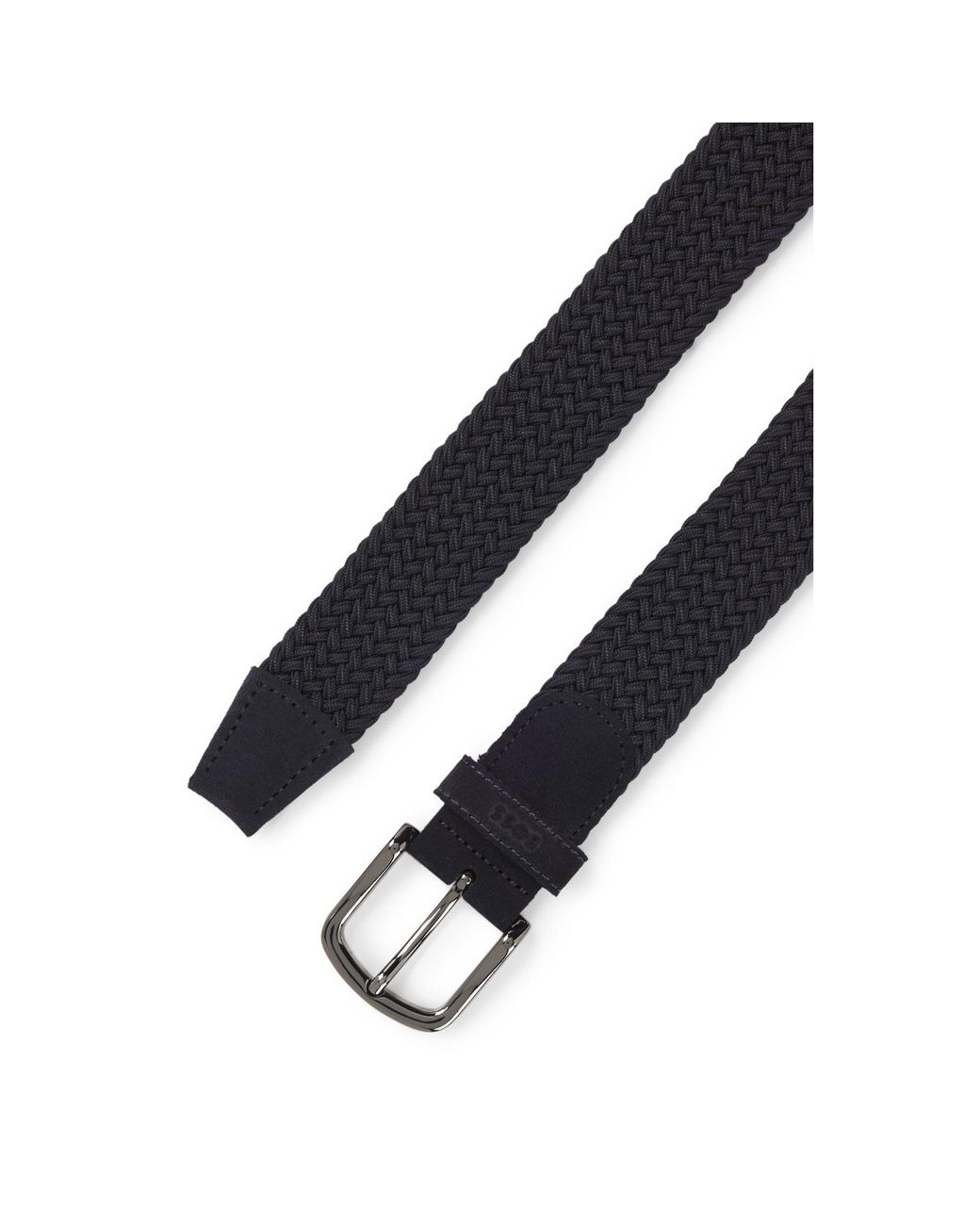 Boss Black Woven Belt With Leather Trims for men