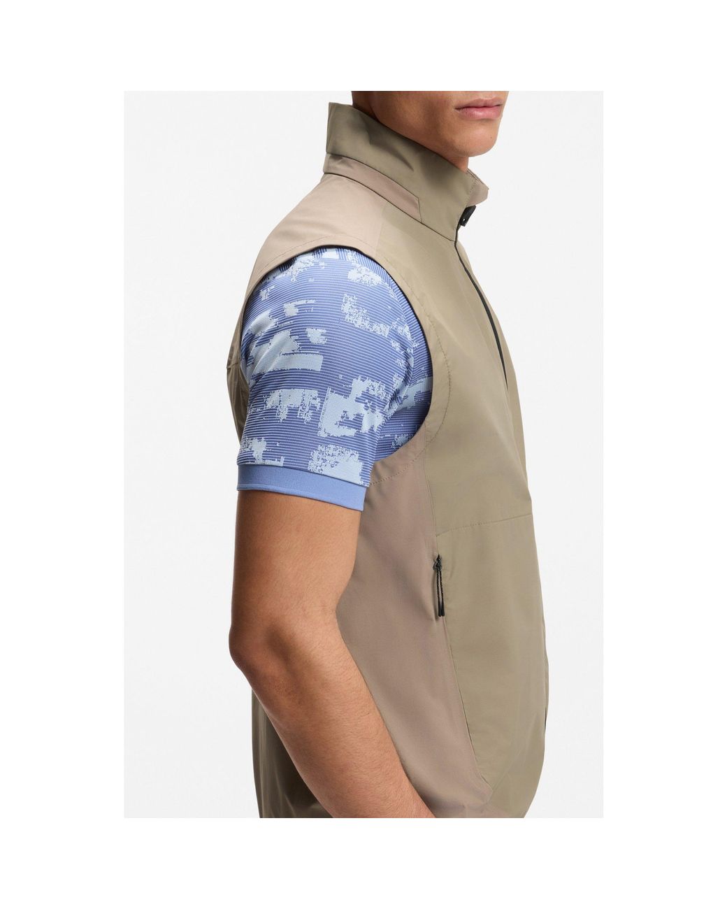 Boss Brown Water-Repellent Gilet With Four-Way Stretch for men