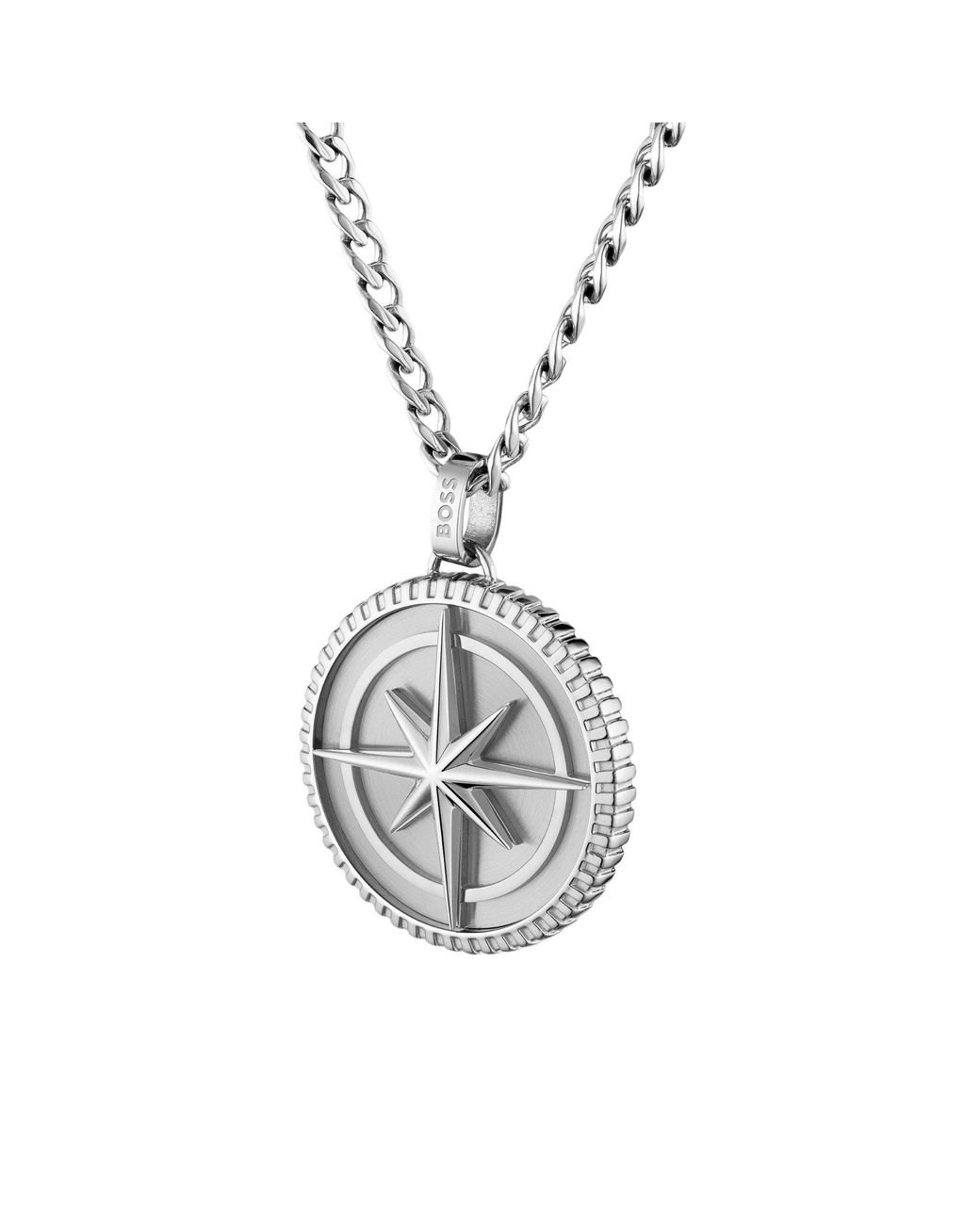 Boss Metallic Tone Necklace With Medallion Pendant for men