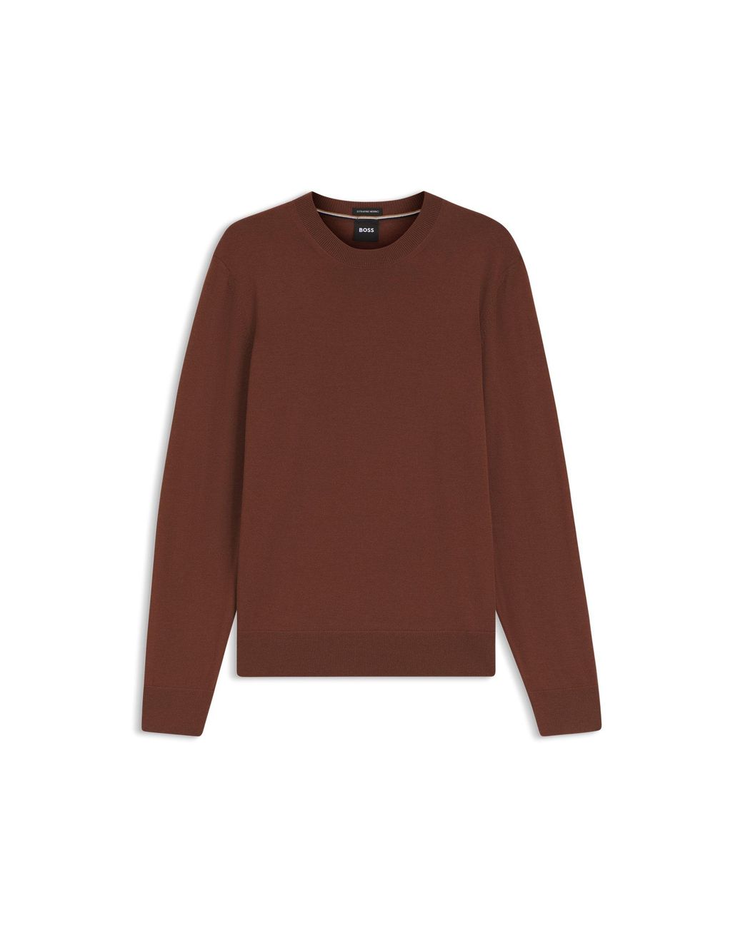 Boss Brown Crew-Neck Sweater Crafted From Virgin Wool for men