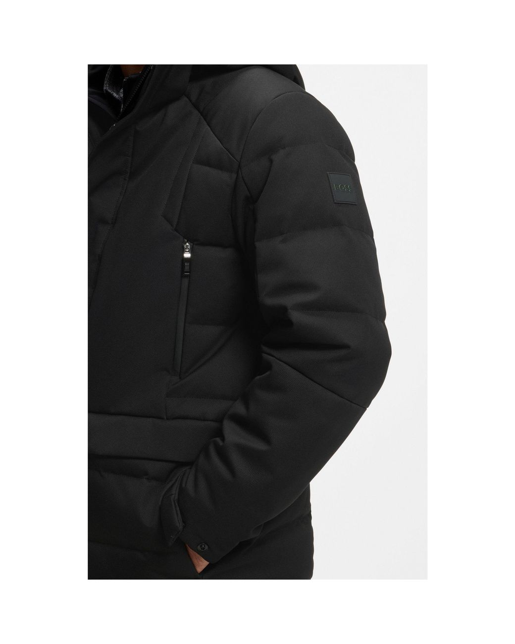 Boss Blue Water-Repellent Hooded Parka With Down Filling for men