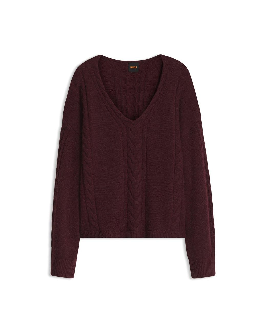 Boss Red V-Neck Sweater With Cable Structure
