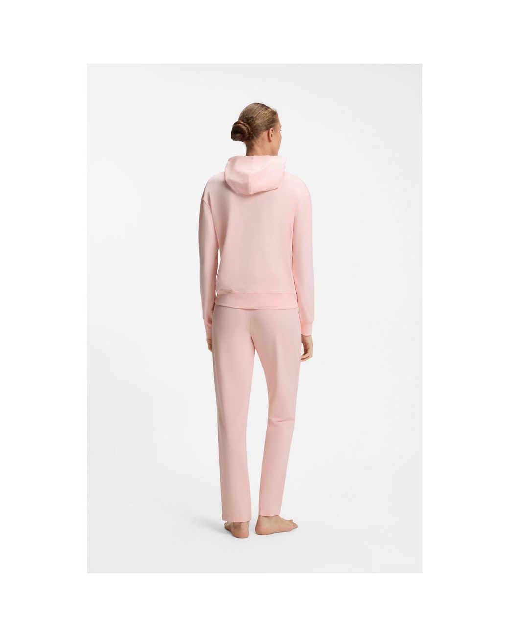 HUGO Pink Stretch-Jersey Hoodie With Logo Label